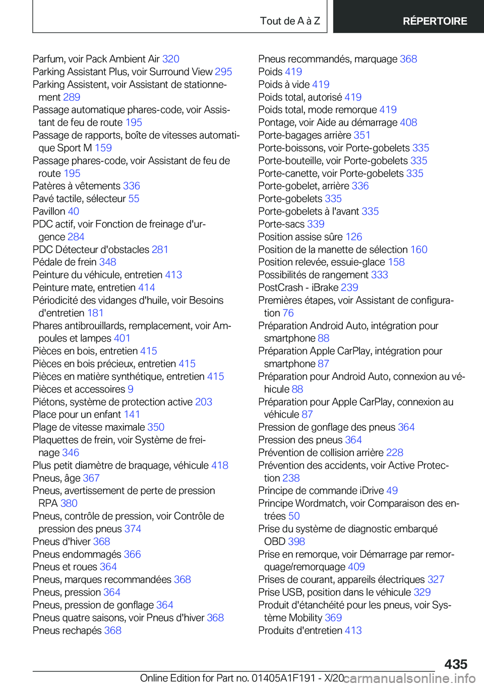 BMW M5 2021  Notices Demploi (in French) �P�a�r�f�u�m�,��v�o�i�r��P�a�c�k��A�m�b�i�e�n�t��A�i�r��3�2�0�
�P�a�r�k�i�n�g��A�s�s�i�s�t�a�n�t��P�l�u�s�,��v�o�i�r��S�u�r�r�o�u�n�d��V�i�e�w� �2�9�5�
�P�a�r�k�i�n�g��A�s�s�i�s�t�e�n�t�