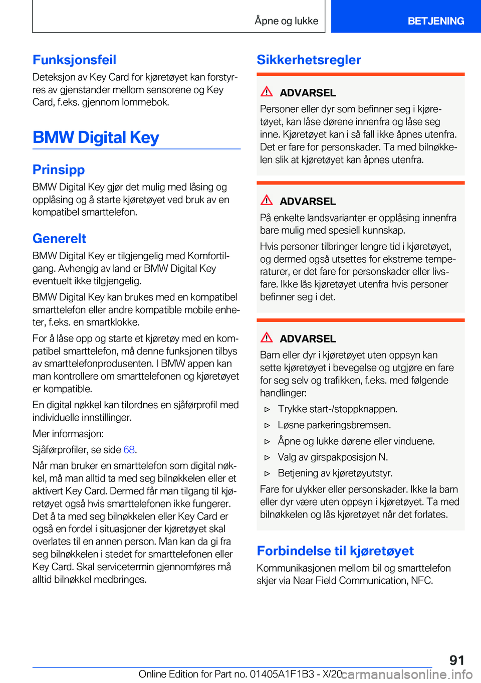 BMW M5 2021  InstruksjonsbØker (in Norwegian) �F�u�n�k�s�j�o�n�s�f�e�i�l
�D�e�t�e�k�s�j�o�n��a�v��K�e�y��C�a�r�d��f�o�r��k�j�