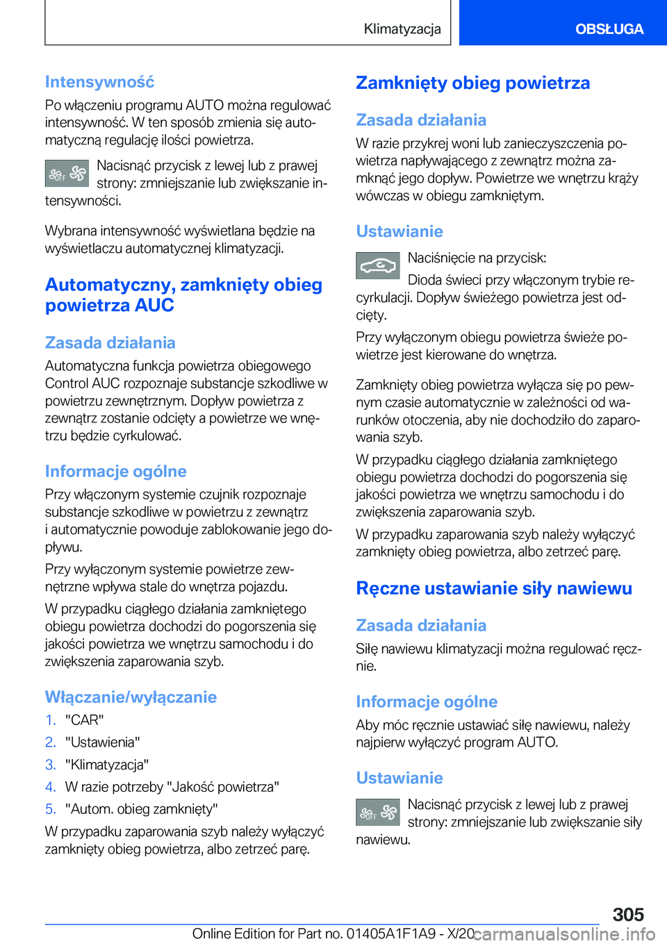 BMW M5 2021  Instrukcja obsługi (in Polish) �I�n�t�e�n�s�y�w�n�o�ć
�P�o��w�ł�
