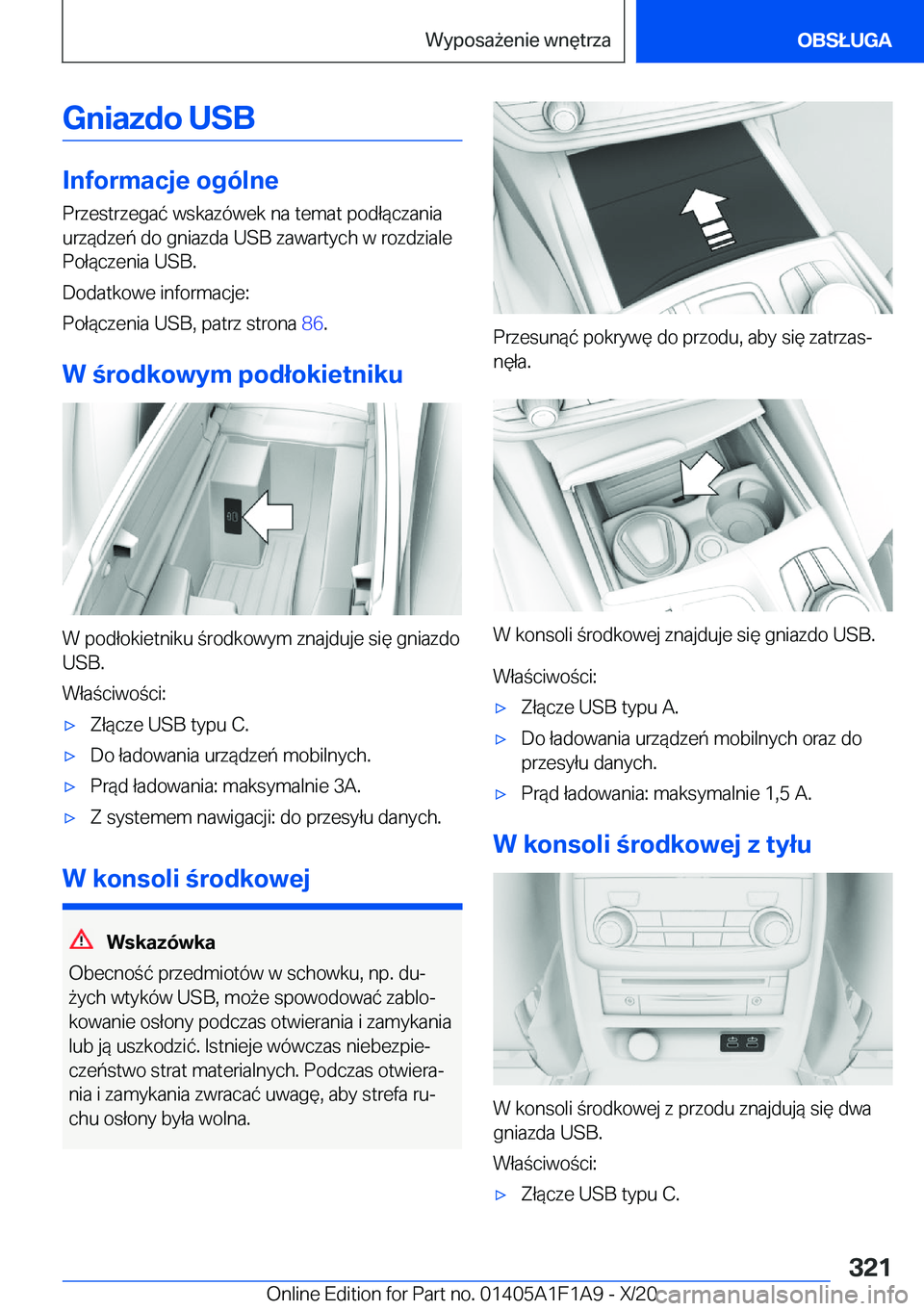 BMW M5 2021  Instrukcja obsługi (in Polish) �G�n�i�a�z�d�o��U�S�B
�I�n�f�o�r�m�a�c�j�e��o�g�