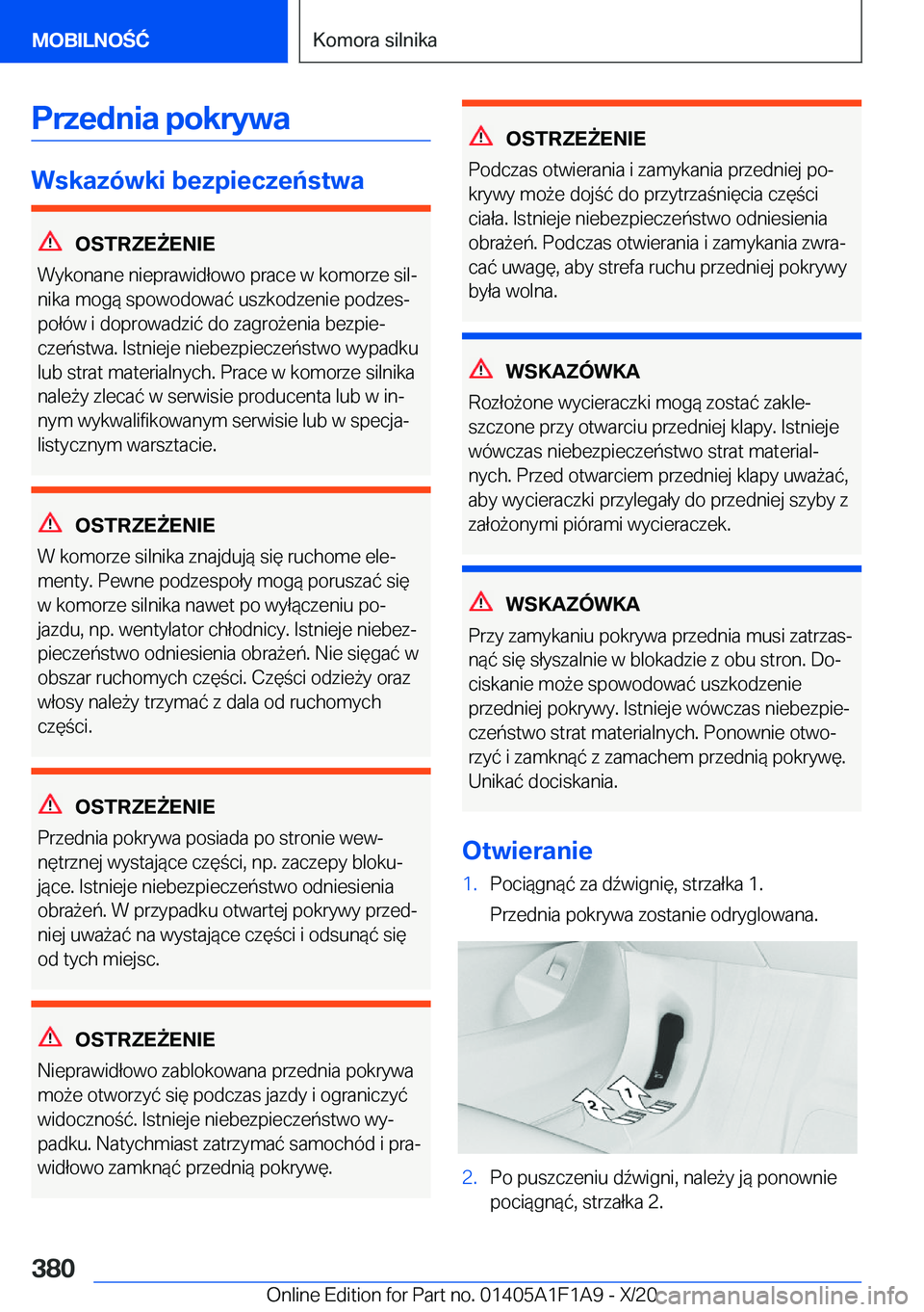 BMW M5 2021  Instrukcja obsługi (in Polish) �P�r�z�e�d�n�i�a��p�o�k�r�y�w�a
�W�s�k�a�z�