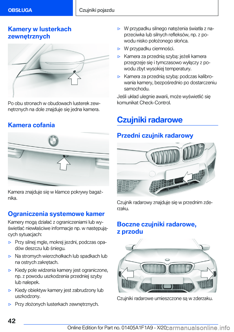 BMW M5 2021  Instrukcja obsługi (in Polish) �K�a�m�e�r�y��w��l�u�s�t�e�r�k�a�c�h
�z�e�w�n�