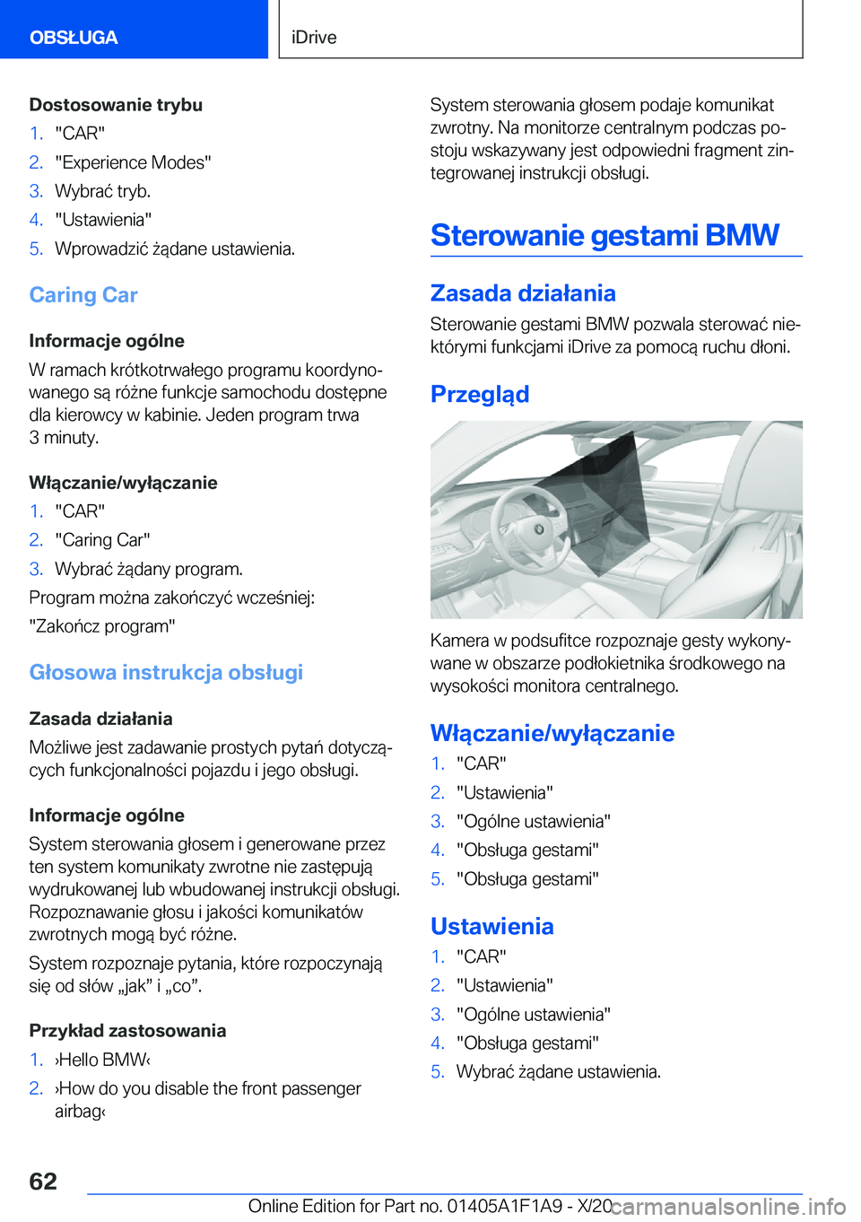 BMW M5 2021  Instrukcja obsługi (in Polish) �D�o�s�t�o�s�o�w�a�n�i�e��t�r�y�b�u�1�.��C�A�R��2�.��E�x�p�e�r�i�e�n�c�e��M�o�d�e�s��3�.�W�y�b�r�a�