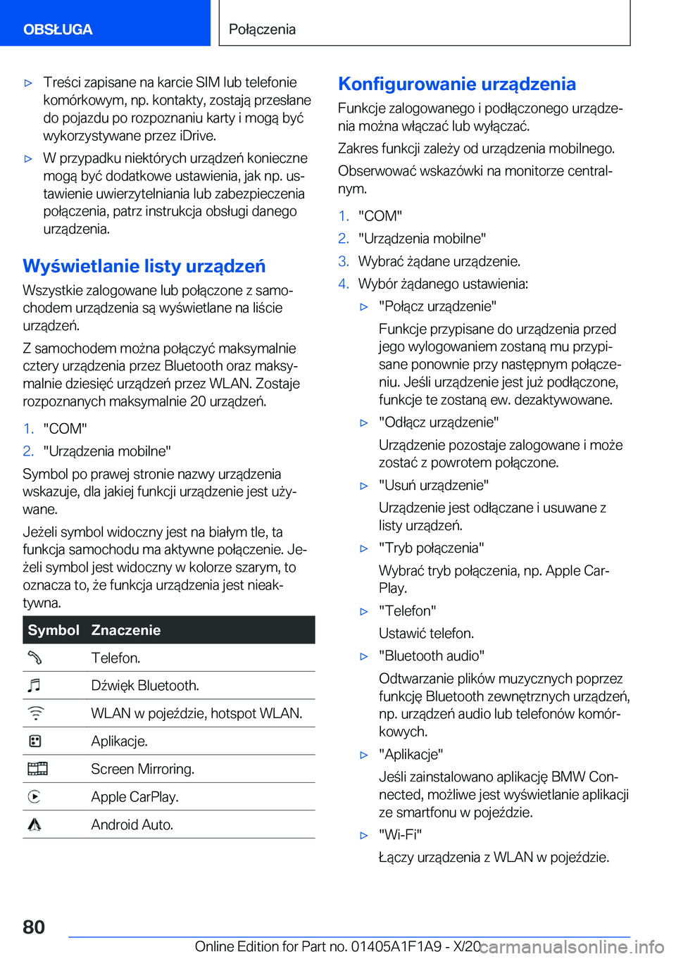BMW M5 2021  Instrukcja obsługi (in Polish) 'x�T�r�e�c�i��z�a�p�i�s�a�n�e��n�a��k�a�r�c�i�e��S�I�M��l�u�b��t�e�l�e�f�o�n�i�e�k�o�m�