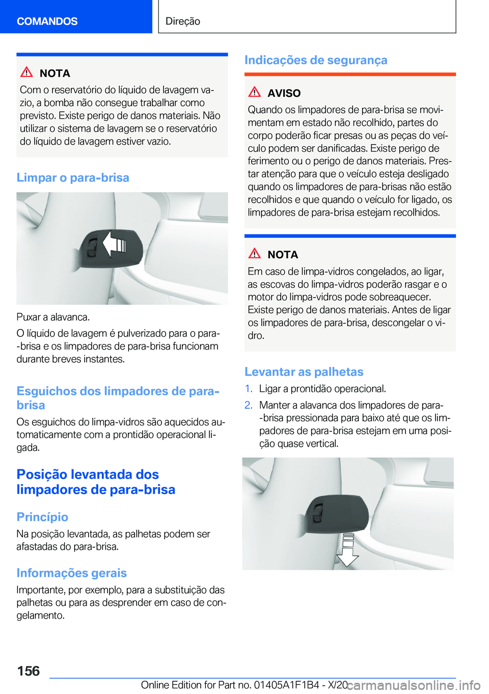 BMW M5 2021  Manual do condutor (in Portuguese) �N�O�T�A
�C�o�m��o��r�e�s�e�r�v�a�t�ó�r�i�o��d�o��l�