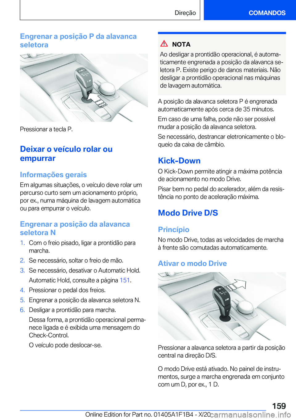 BMW M5 2021  Manual do condutor (in Portuguese) �E�n�g�r�e�n�a�r��a��p�o�s�i�