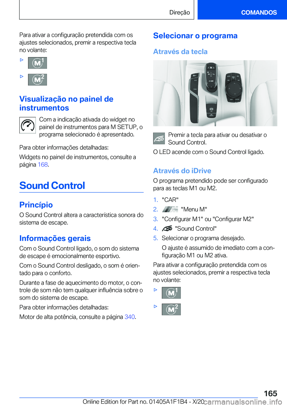 BMW M5 2021  Manual do condutor (in Portuguese) �P�a�r�a��a�t�i�v�a�r��a��c�o�n�f�i�g�u�r�a�