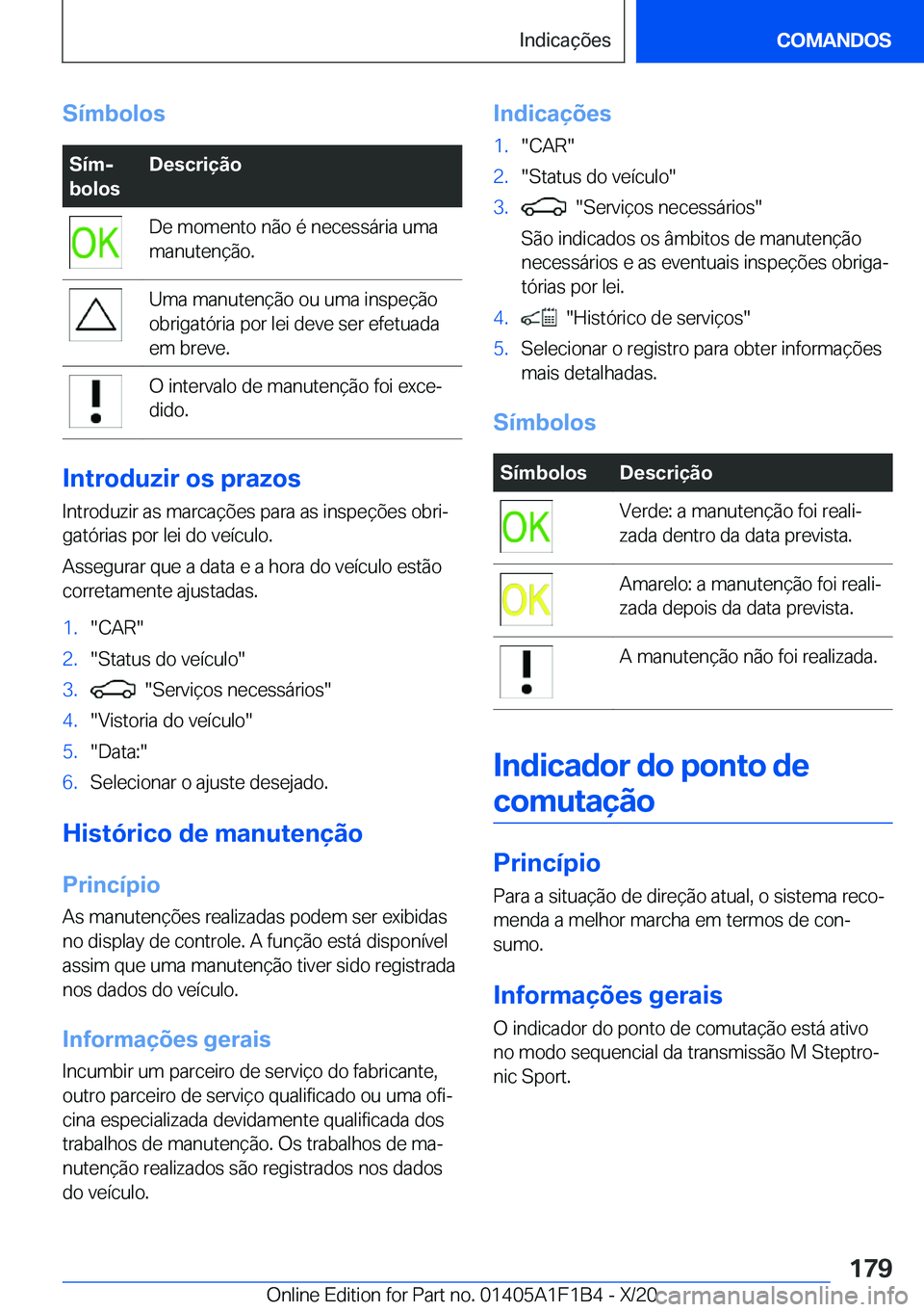 BMW M5 2021  Manual do condutor (in Portuguese) �S�