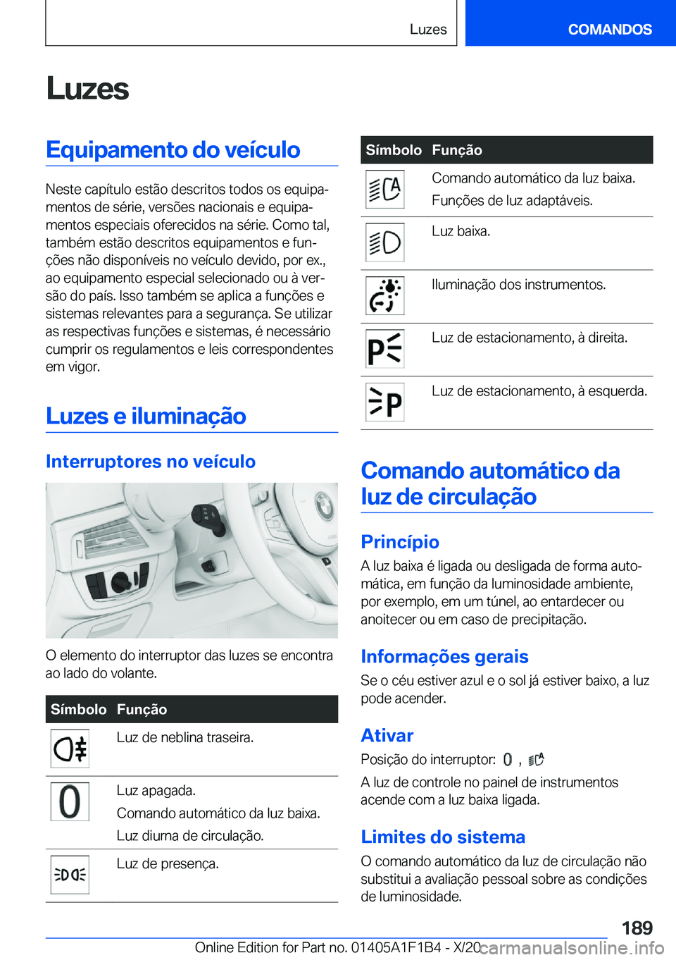 BMW M5 2021  Manual do condutor (in Portuguese) �L�u�z�e�s�E�q�u�i�p�a�m�e�n�t�o��d�o��v�e�