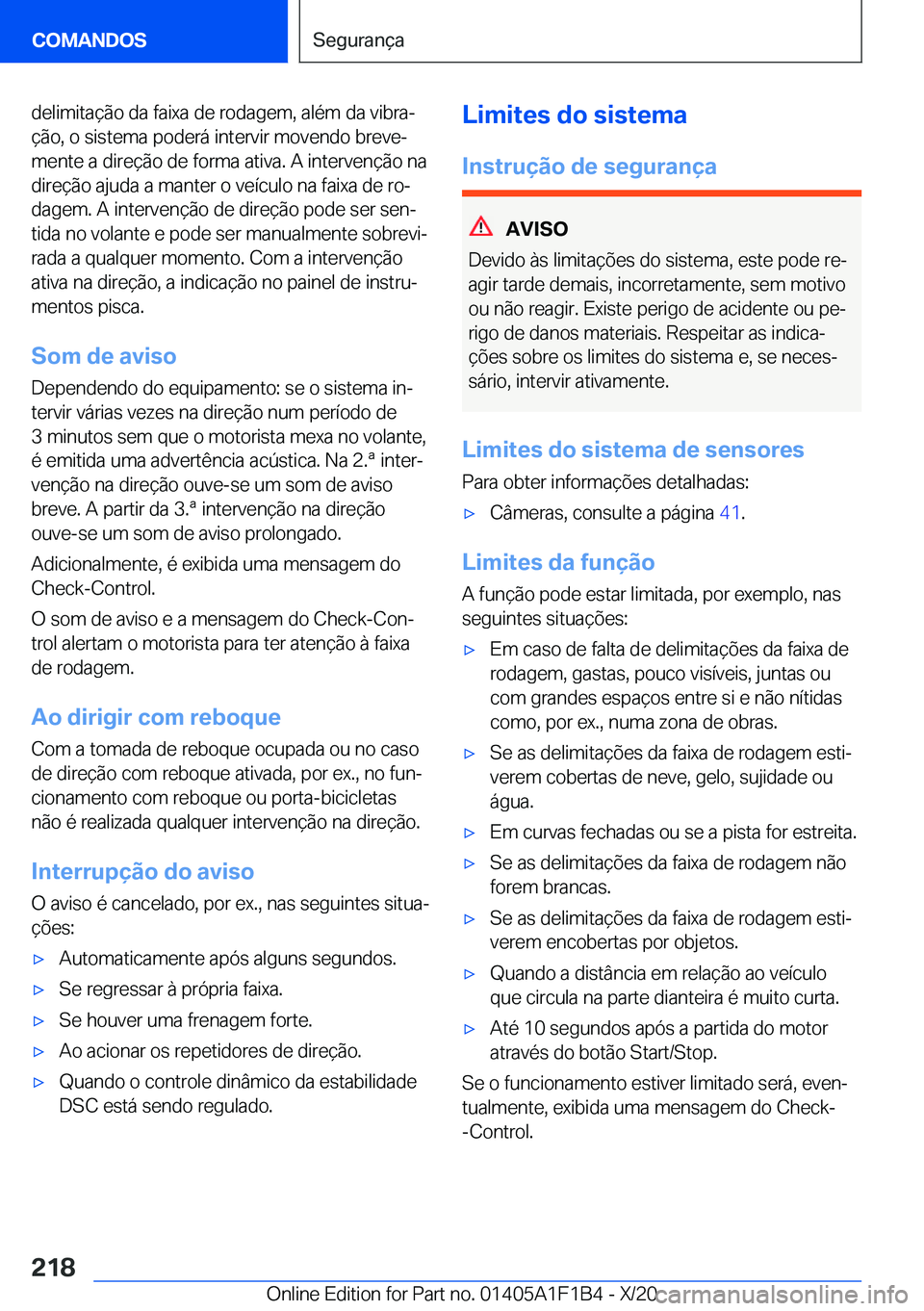 BMW M5 2021  Manual do condutor (in Portuguese) �d�e�l�i�m�i�t�a�