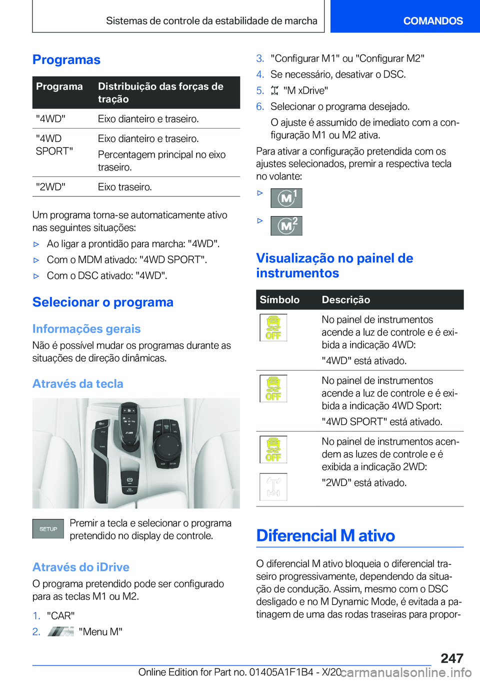 BMW M5 2021  Manual do condutor (in Portuguese) �P�r�o�g�r�a�m�a�s�P�r�o�g�r�a�m�a�D�i�s�t�r�i�b�u�i�