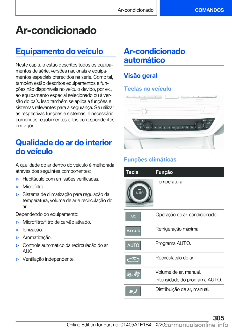 BMW M5 2021  Manual do condutor (in Portuguese) �A�r�-�c�o�n�d�i�c�i�o�n�a�d�o�E�q�u�i�p�a�m�e�n�t�o��d�o��v�e�