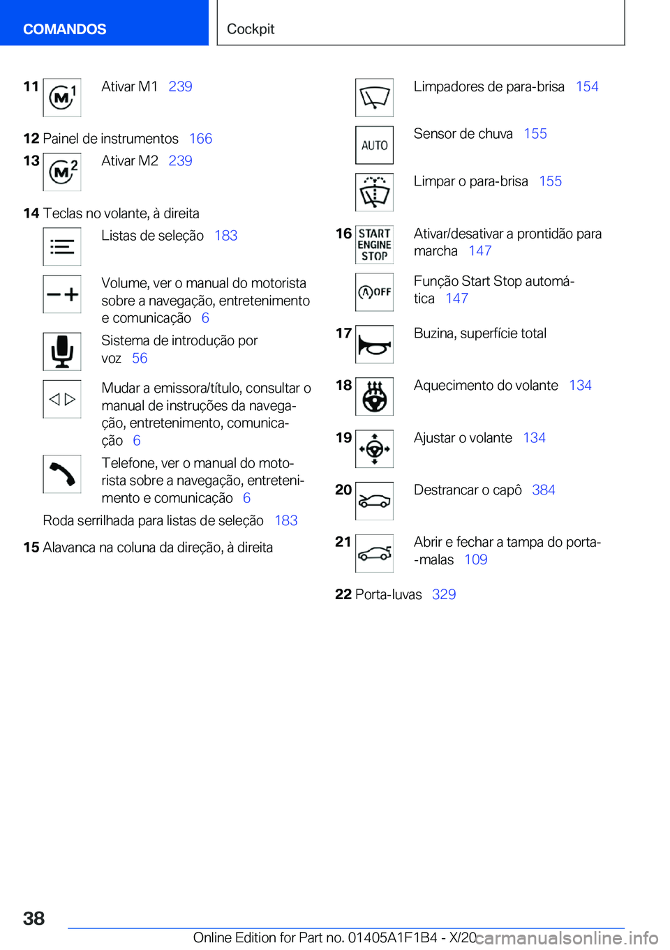 BMW M5 2021  Manual do condutor (in Portuguese) �1�1�A�t�i�v�a�r��M�1\_�2�3�9�1�2�P�a�i�n�e�l��d�e��i�n�s�t�r�u�m�e�n�t�o�s\_ �1�6�6�1�3�A�t�i�v�a�r��M�2\_�2�3�9�1�4�T�e�c�l�a�s��n�o��v�o�l�a�n�t�e�,��à��d�i�r�e�i�t�a�L�i�s�t�a�s��d