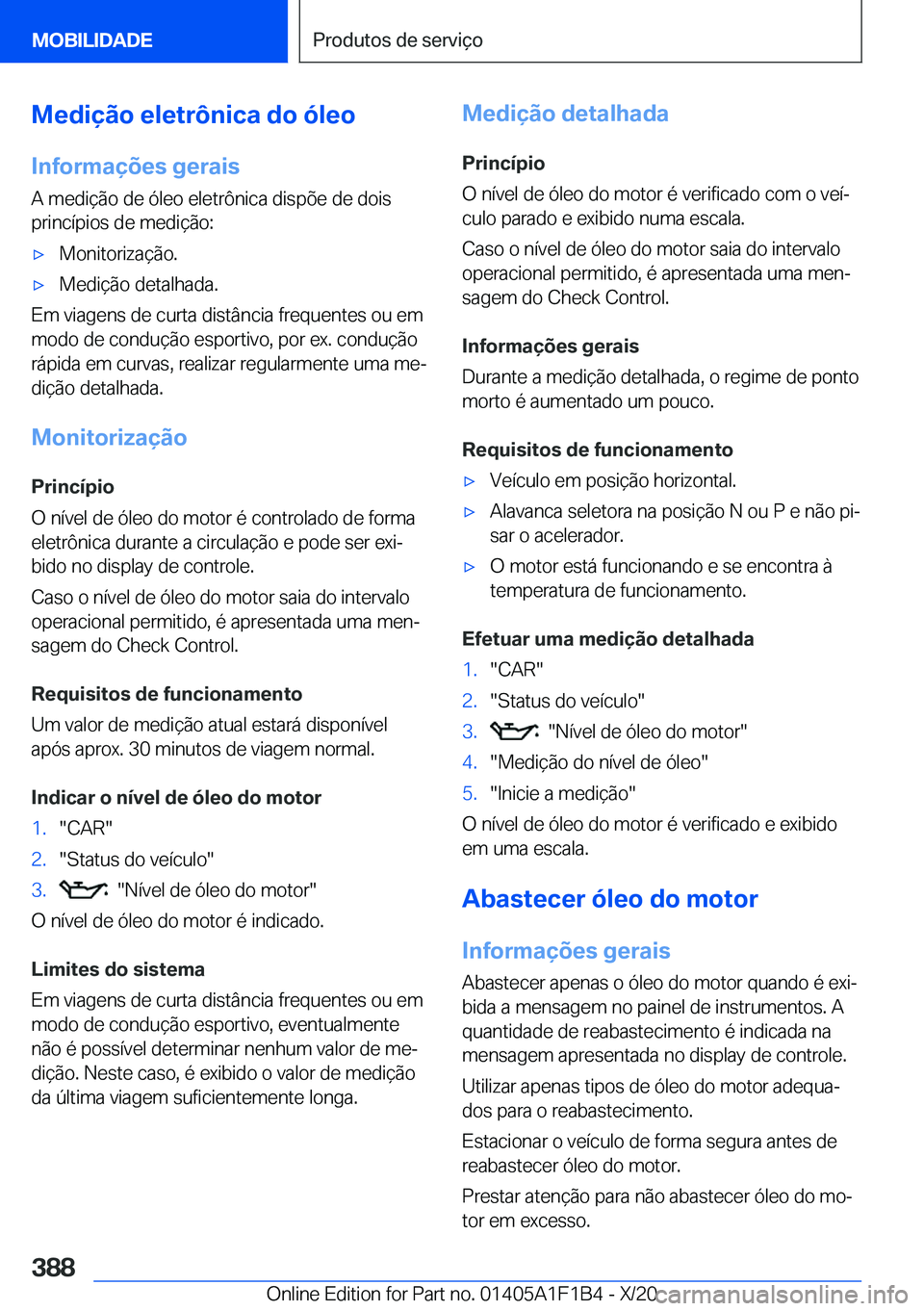 BMW M5 2021  Manual do condutor (in Portuguese) �M�e�d�i�