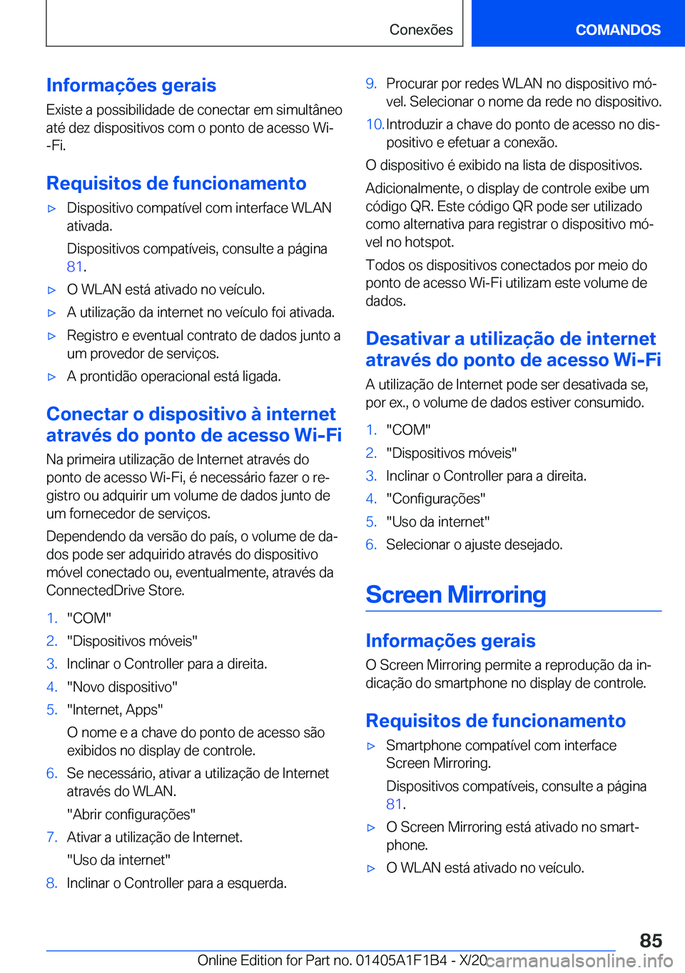 BMW M5 2021  Manual do condutor (in Portuguese) �I�n�f�o�r�m�a�