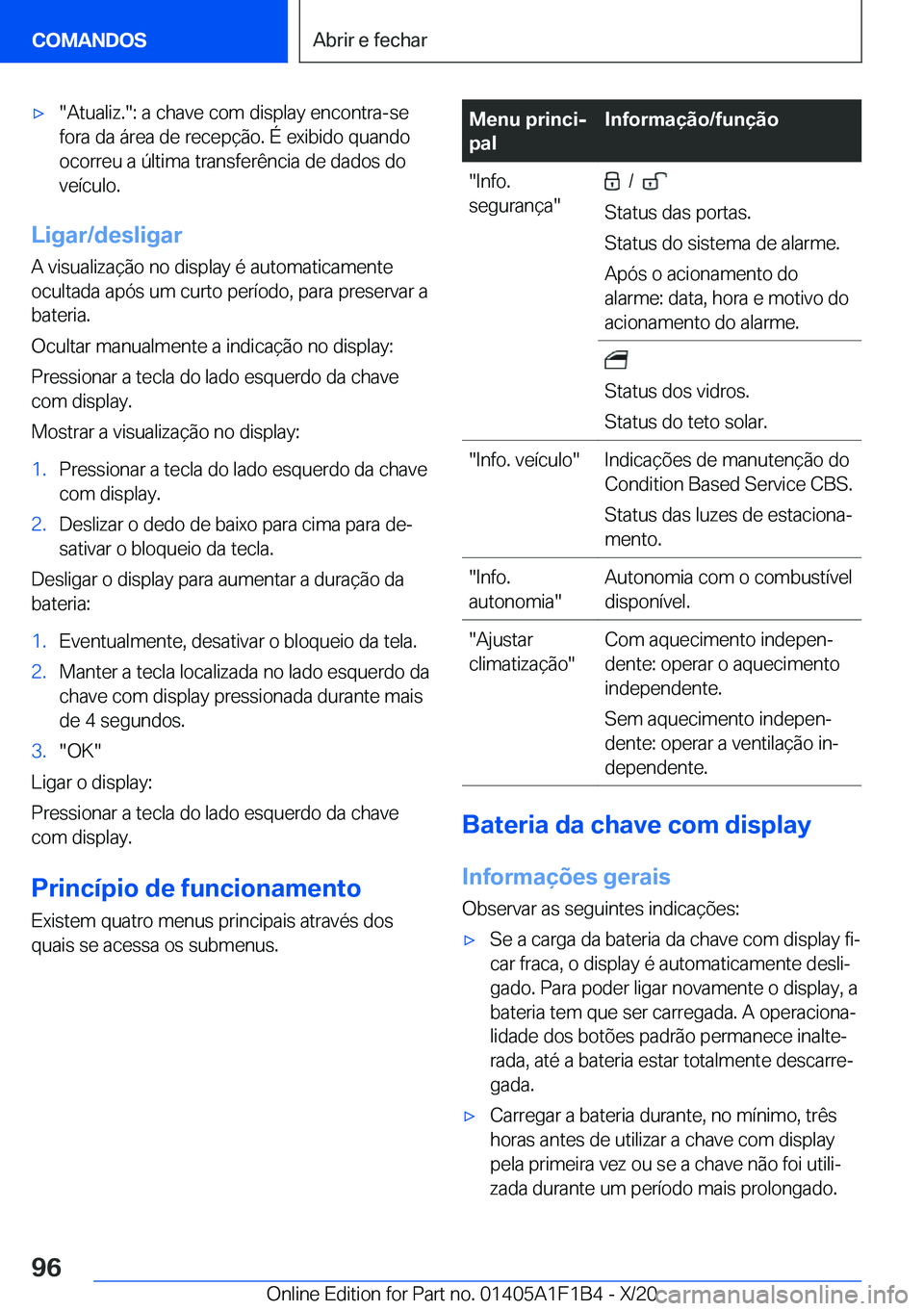 BMW M5 2021  Manual do condutor (in Portuguese) 'x��A�t�u�a�l�i�z�.��:��a��c�h�a�v�e��c�o�m��d�i�s�p�l�a�y��e�n�c�o�n�t�r�a�-�s�e
�f�o�r�a��d�a��á�r�e�a��d�e��r�e�c�e�p�