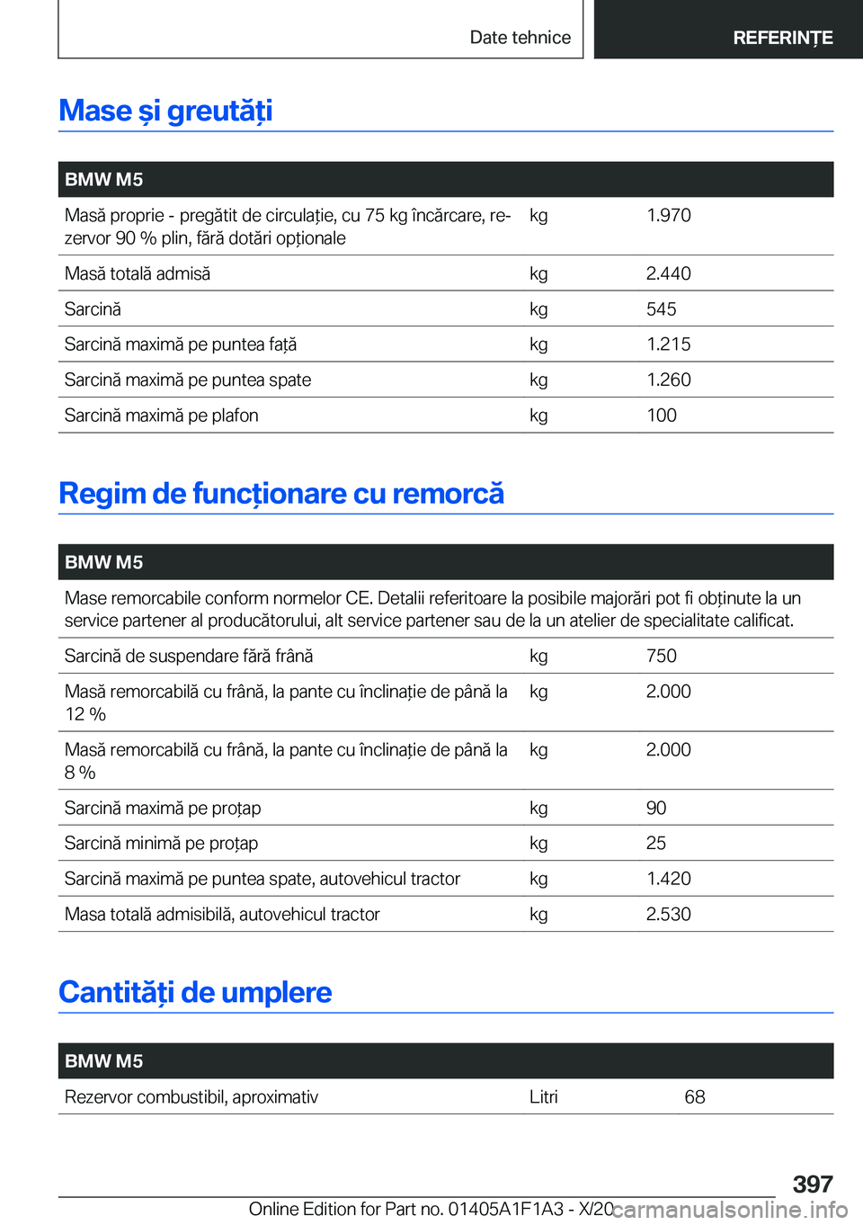 BMW M5 2021  Ghiduri De Utilizare (in Romanian) �M�a�s�e�&�i��g�r�e�u�t�