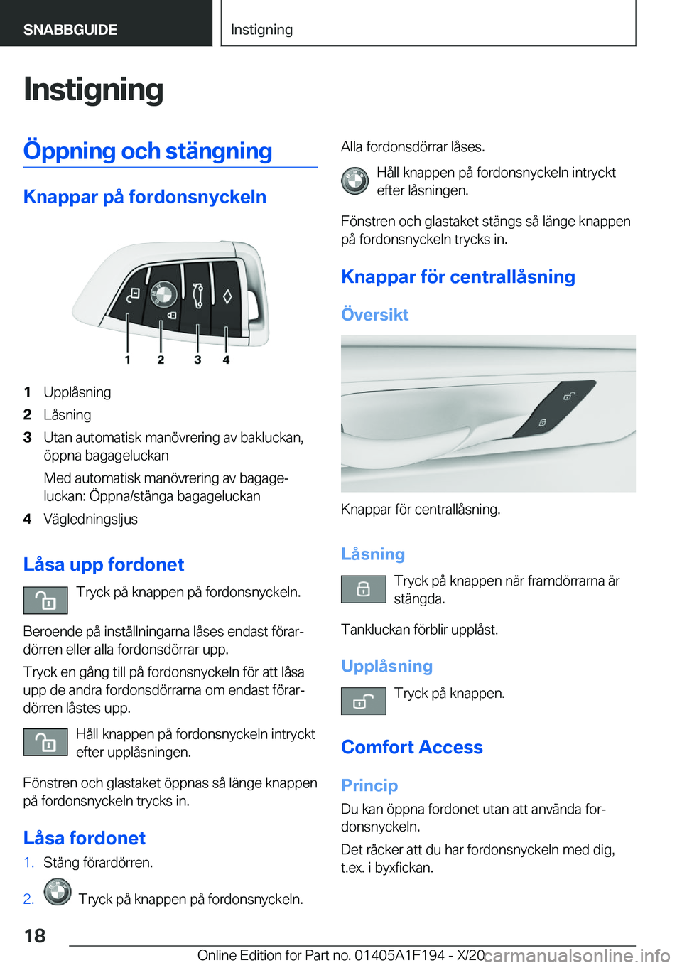 BMW M5 2021  InstruktionsbÖcker (in Swedish) �I�n�s�t�i�g�n�i�n�g�