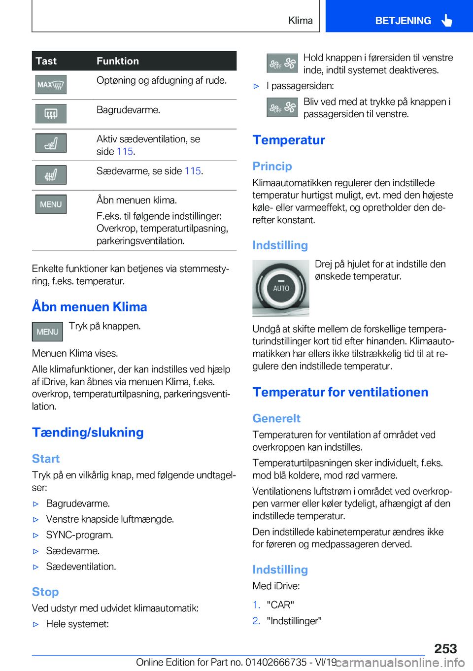 BMW M5 2020  InstruktionsbØger (in Danish) �T�a�s�t�F�u�n�k�t�i�o�n�O�p�t�