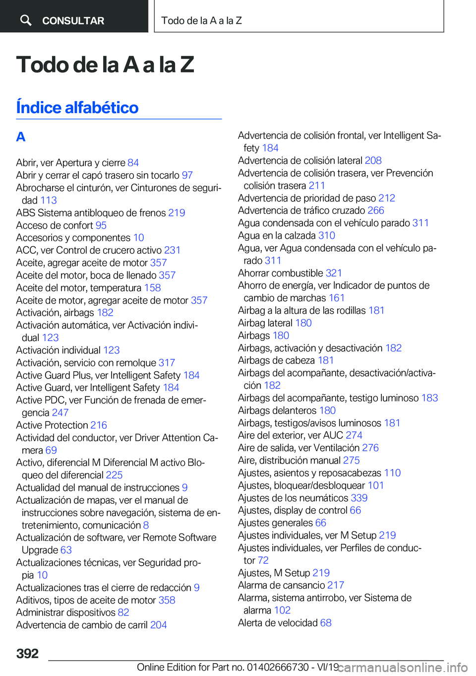 BMW M5 2020  Manuales de Empleo (in Spanish) �T�o�d�o��d�e��l�a��A��a��l�a��Z
�