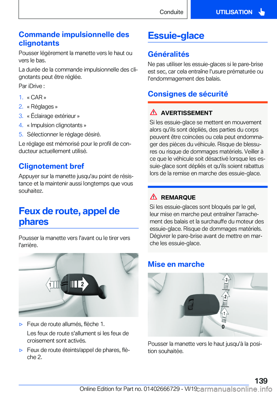 BMW M5 2020  Notices Demploi (in French) �C�o�m�m�a�n�d�e��i�m�p�u�l�s�i�o�n�n�e�l�l�e��d�e�s
�c�l�i�g�n�o�t�a�n�t�s
�P�o�u�s�s�e�r��l�é�g�è�r�e�m�e�n�t��l�a��m�a�n�e�t�t�e��v�e�r�s��l�e��h�a�u�t��o�u�v�e�r�s��l�e��b�a�s�.
�L�a�