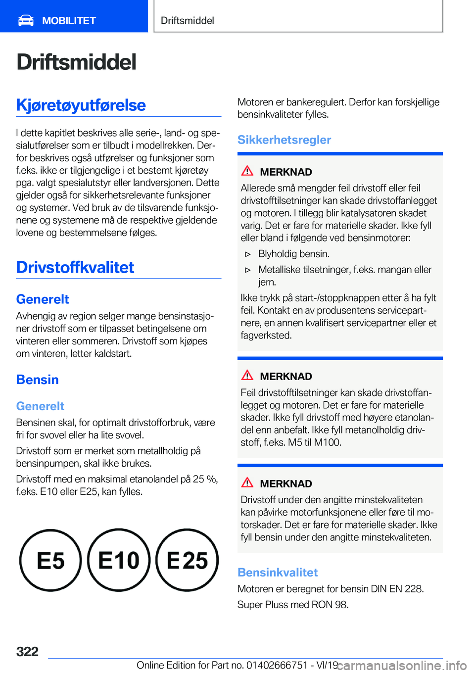 BMW M5 2020  InstruksjonsbØker (in Norwegian) �D�r�i�f�t�s�m�i�d�d�e�l�K�j�