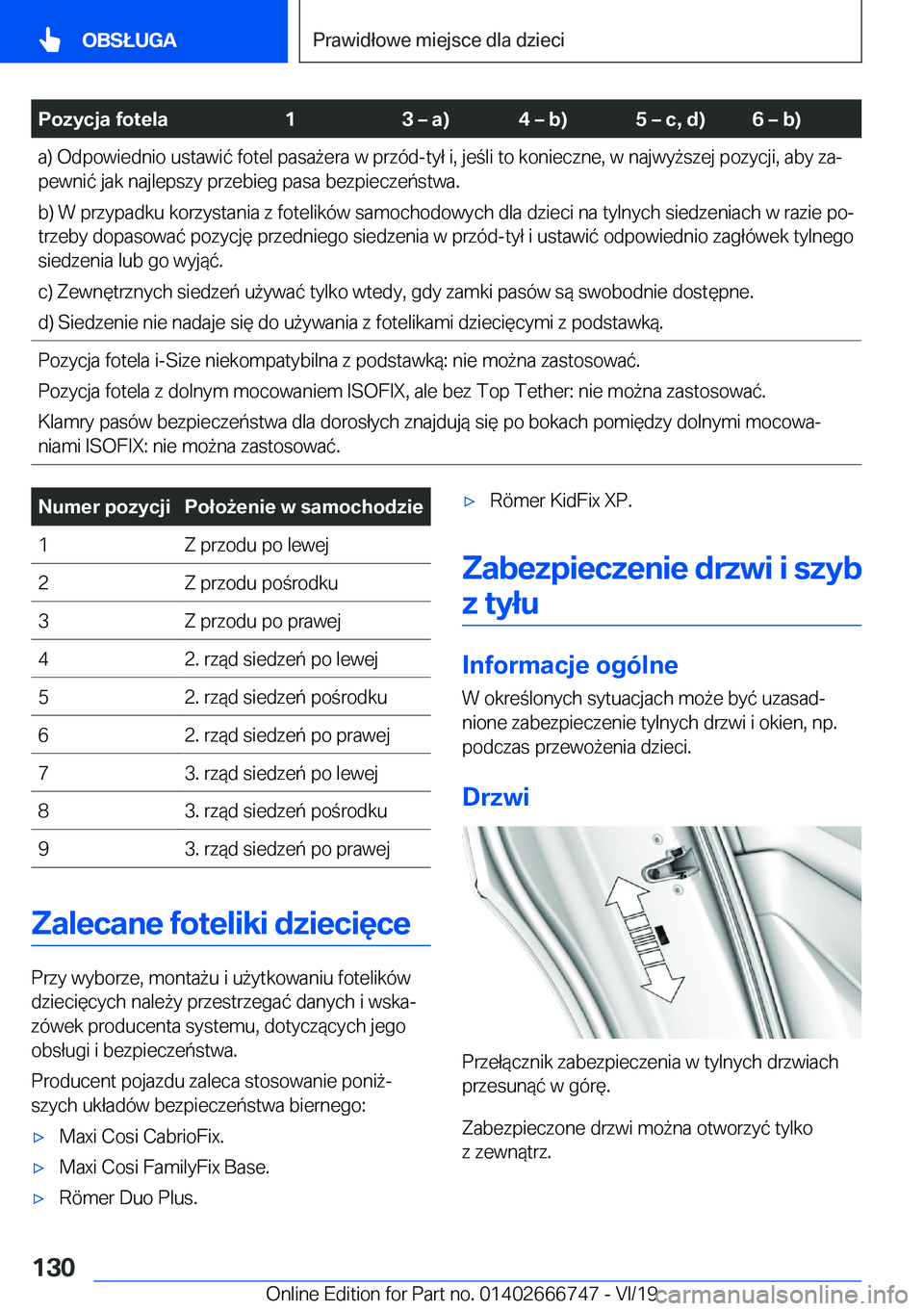 BMW M5 2020  Instrukcja obsługi (in Polish) �P�o�z�y�c�j�a��f�o�t�e�l�a�1�3�m��a�
�4�m��b�
�5�m��c�,��d�
�6�m��b�
�a�)��O�d�p�o�w�i�e�d�n�i�o��u�s�t�a�w�i�