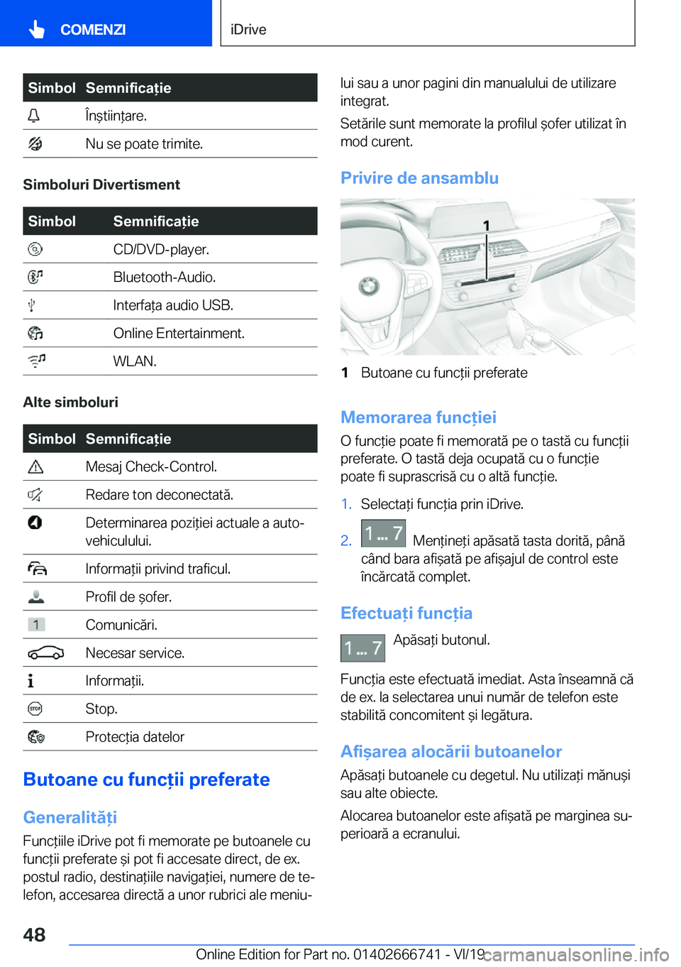 BMW M5 2020  Ghiduri De Utilizare (in Romanian) �S�i�m�b�o�l�S�e�m�n�i�f�i�c�a�i�e��