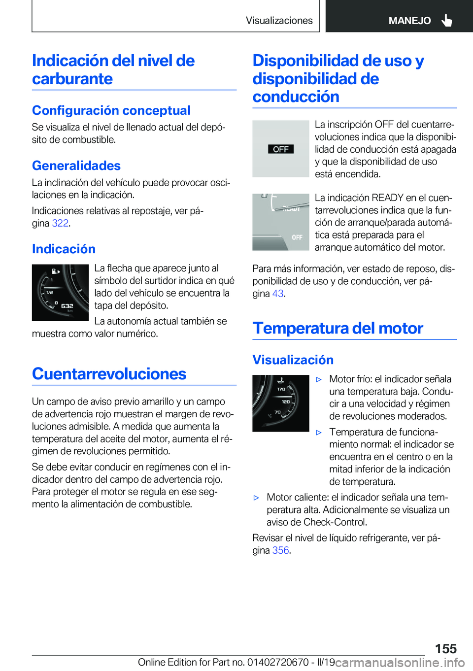 BMW M5 2019  Manuales de Empleo (in Spanish) �I�n�d�i�c�a�c�i�