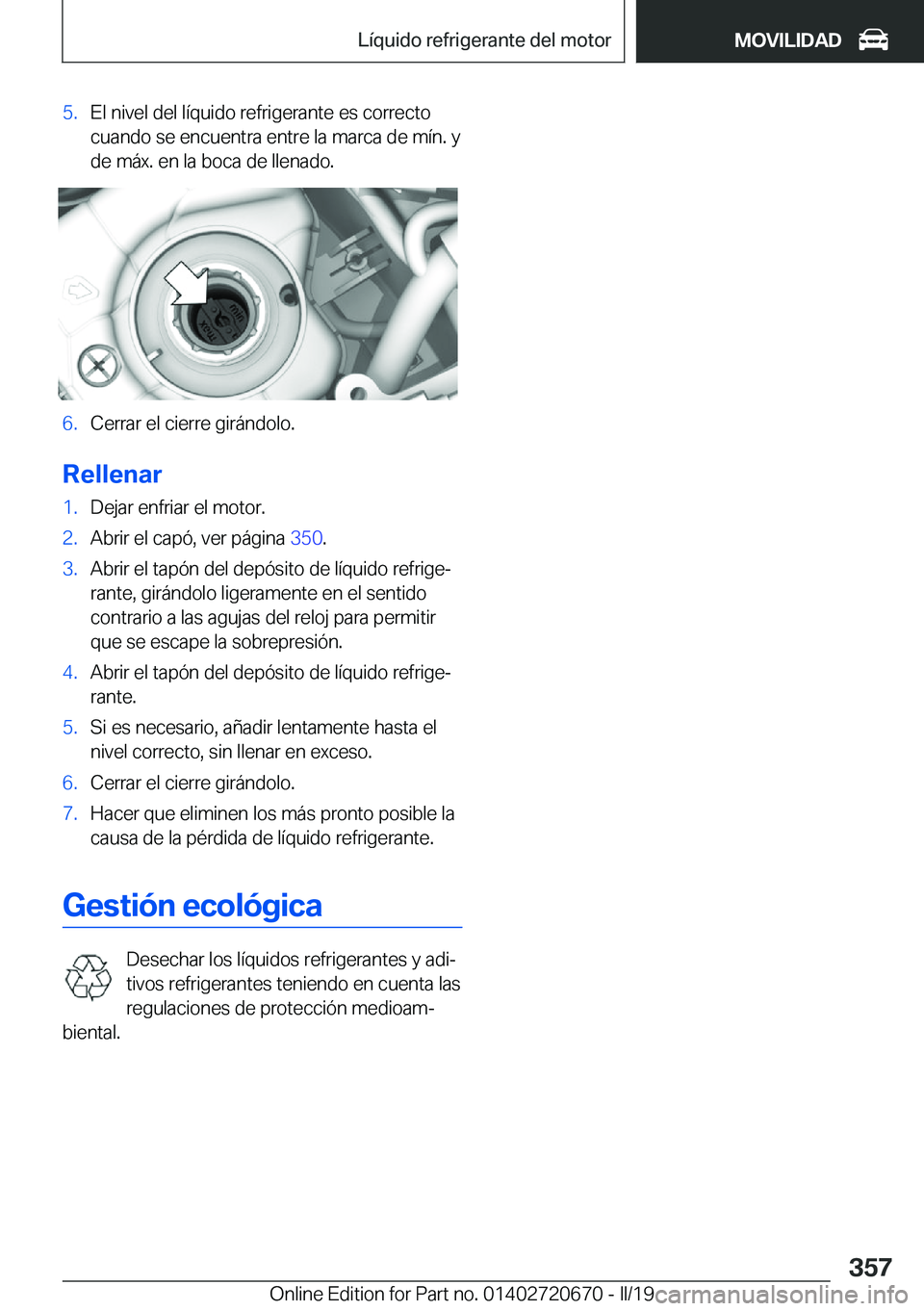 BMW M5 2019  Manuales de Empleo (in Spanish) �5�.�E�l��n�i�v�e�l��d�e�l��l�