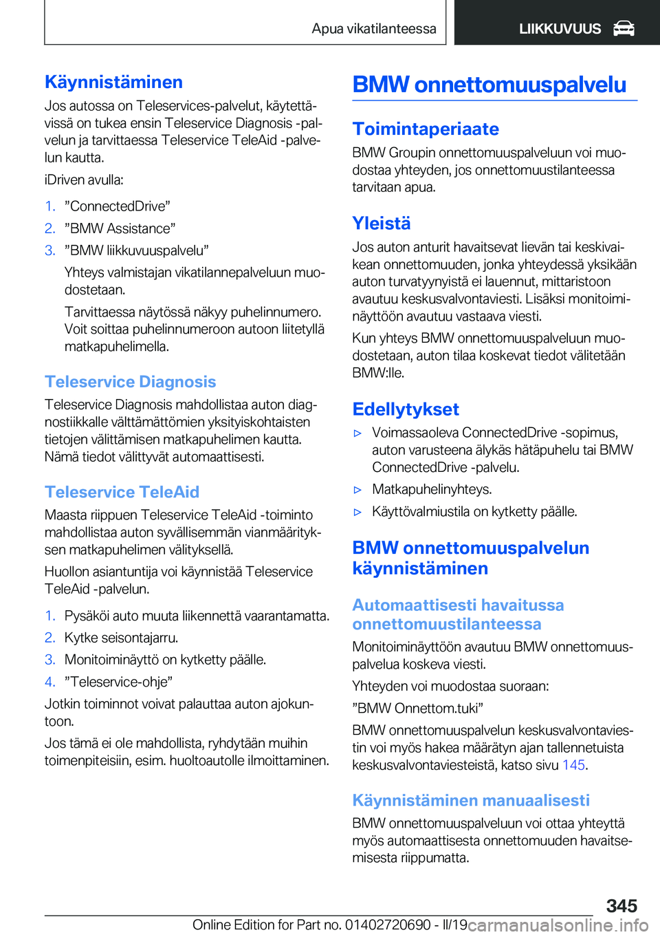 BMW M5 2019  Omistajan Käsikirja (in Finnish) �K�