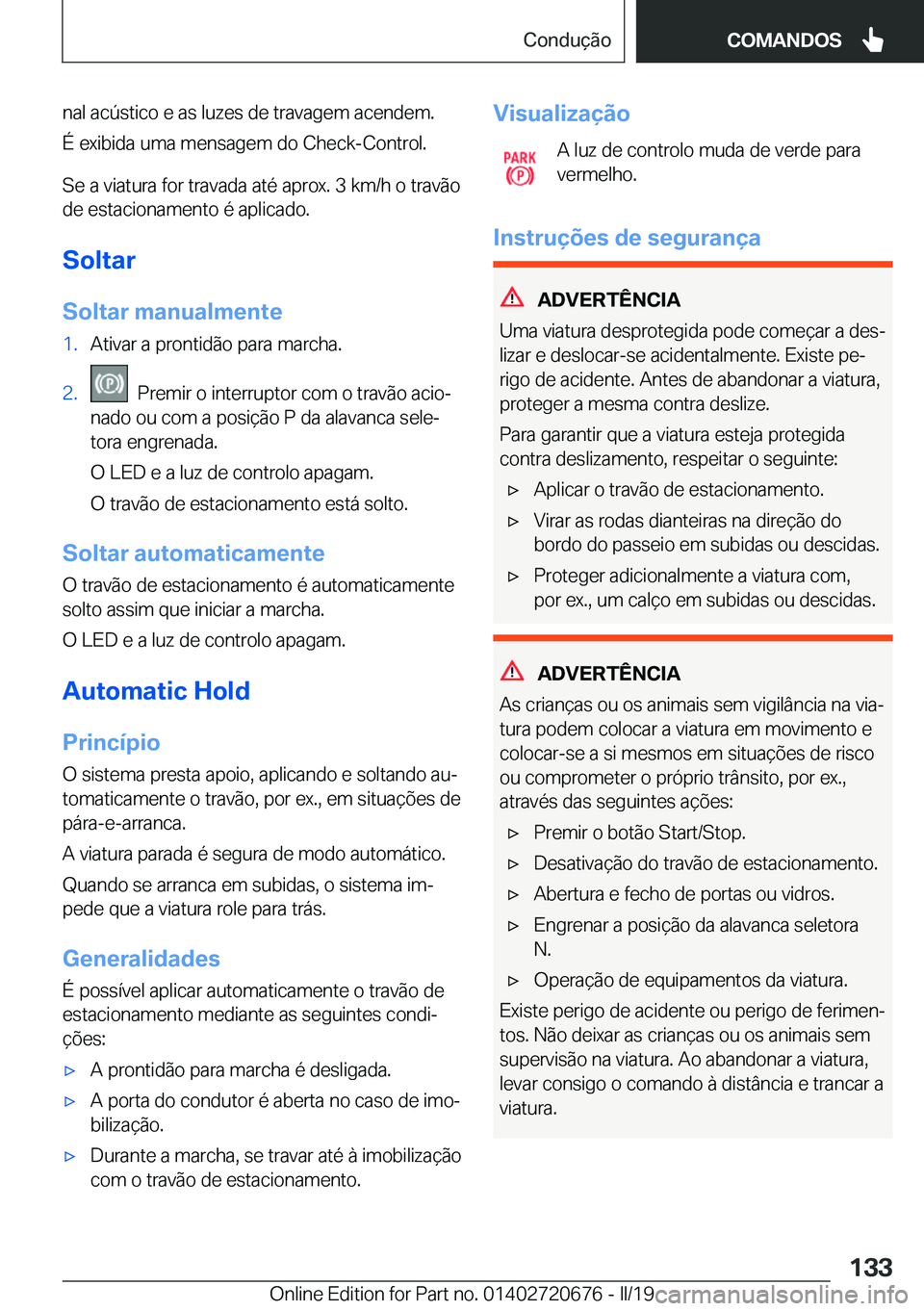 BMW M5 2019  Manual do condutor (in Portuguese) �n�a�l��a�c�