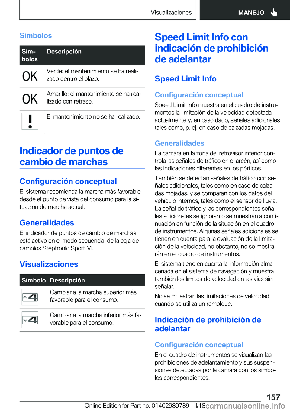 BMW M5 2018  Manuales de Empleo (in Spanish) �S�