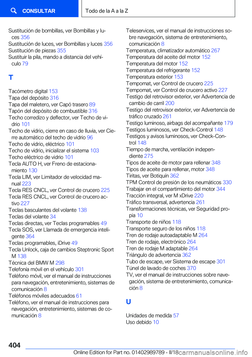 BMW M5 2018  Manuales de Empleo (in Spanish) �S�u�s�t�i�t�u�c�i�