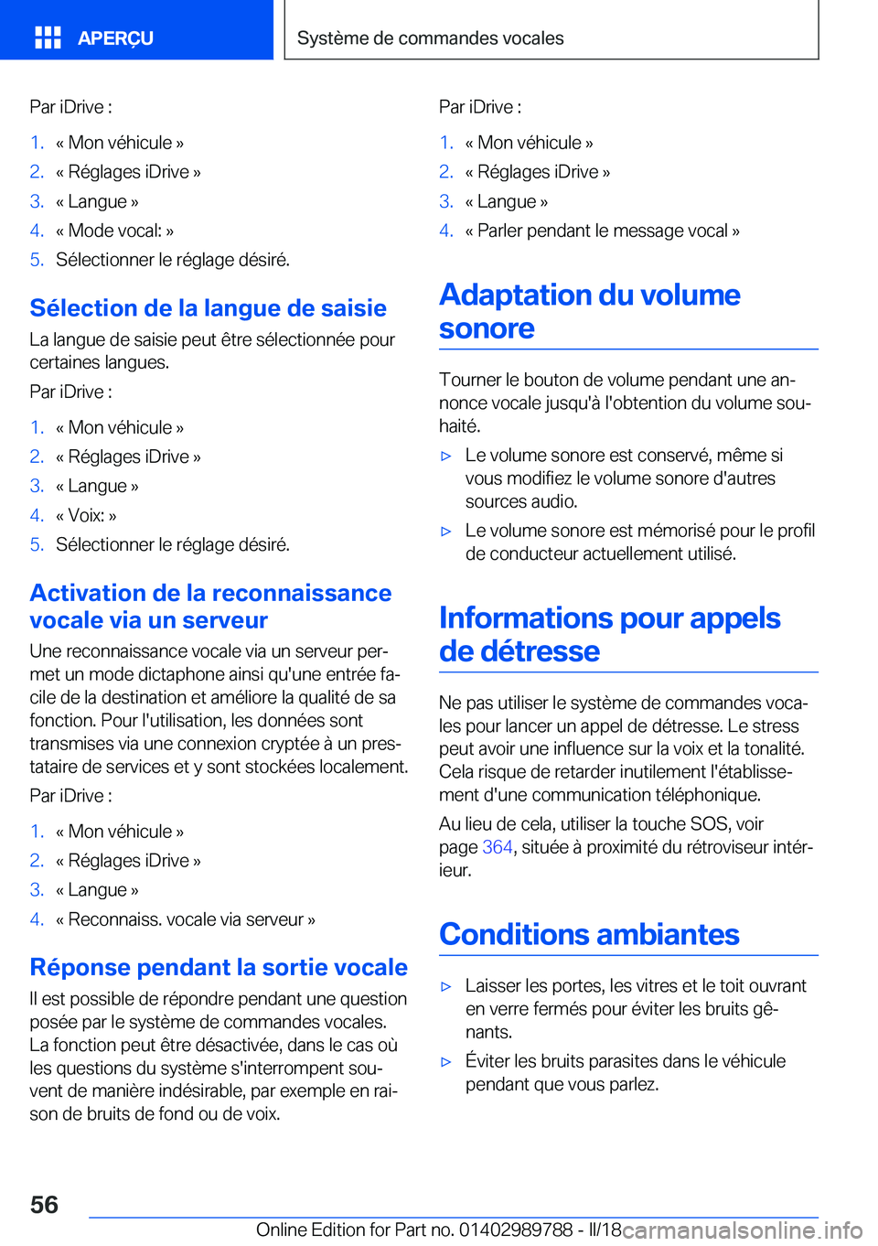 BMW M5 2018  Notices Demploi (in French) �P�a�r� �i�D�r�i�v�e� �:�1�.�k� �M�o�n� �v�é�h�i�c�u�l�e� �{�2�.�k� �R�é�g�l�a�g�e�s� �i�D�r�i�v�e� �{�3�.�k� �L�a�n�g�u�e� �{�4�.�k� �M�o�d�e� �v�o�c�a�l�:� �{�5�.�S�é�l�e�c�t�i�o�n�n�e�r� �l�e� �