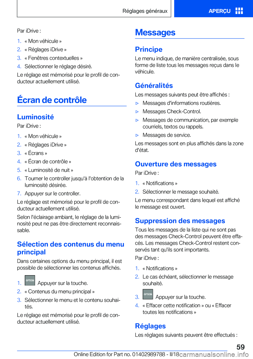 BMW M5 2018  Notices Demploi (in French) �P�a�r� �i�D�r�i�v�e� �:�1�.�k� �M�o�n� �v�é�h�i�c�u�l�e� �{�2�.�k� �R�é�g�l�a�g�e�s� �i�D�r�i�v�e� �{�3�.�k� �F�e�n�ê�t�r�e�s� �c�o�n�t�e�x�t�u�e�l�l�e�s� �{�4�.�S�é�l�e�c�t�i�o�n�n�e�r� �l�e� �r