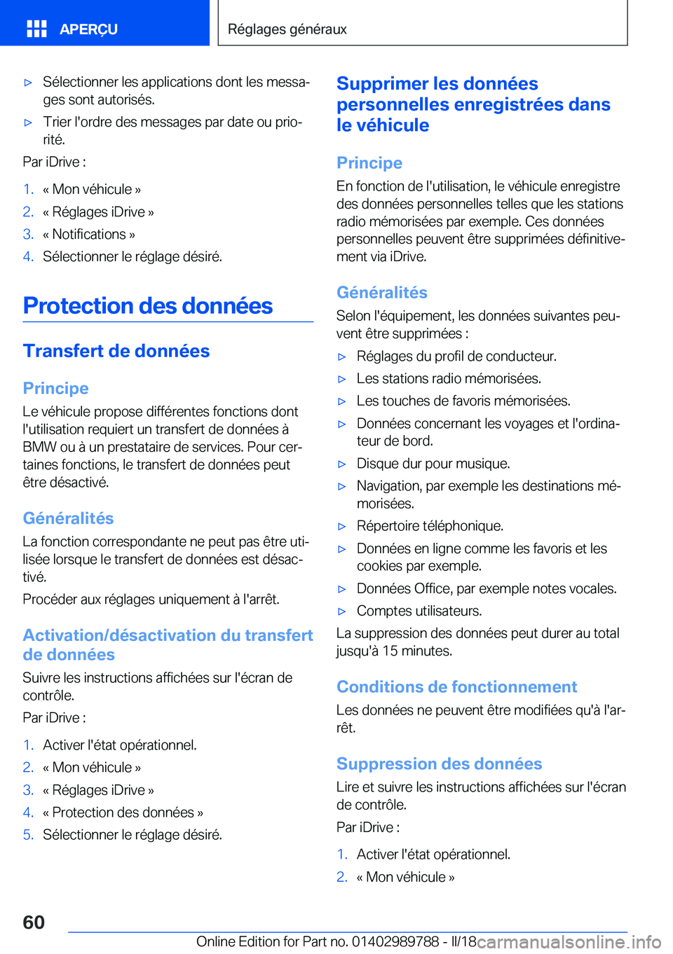 BMW M5 2018  Notices Demploi (in French) 'x�S�é�l�e�c�t�i�o�n�n�e�r� �l�e�s� �a�p�p�l�i�c�a�t�i�o�n�s� �d�o�n�t� �l�e�s� �m�e�s�s�aj
�g�e�s� �s�o�n�t� �a�u�t�o�r�i�s�é�s�.'x�T�r�i�e�r� �l�'�o�r�d�r�e� �d�e�s� �m�e�s�s�a�g�e�s�