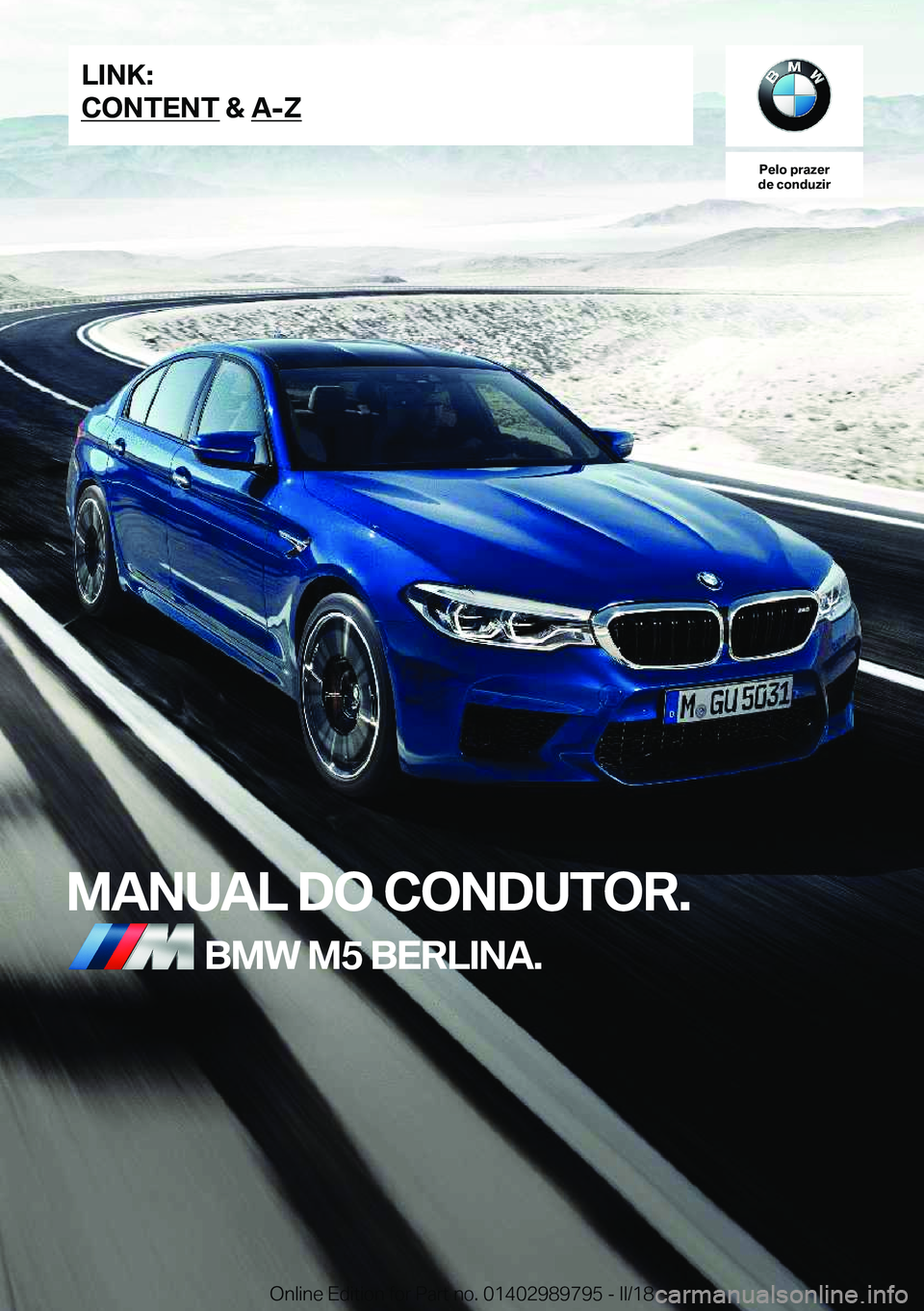 BMW M5 2018  Manual do condutor (in Portuguese) 