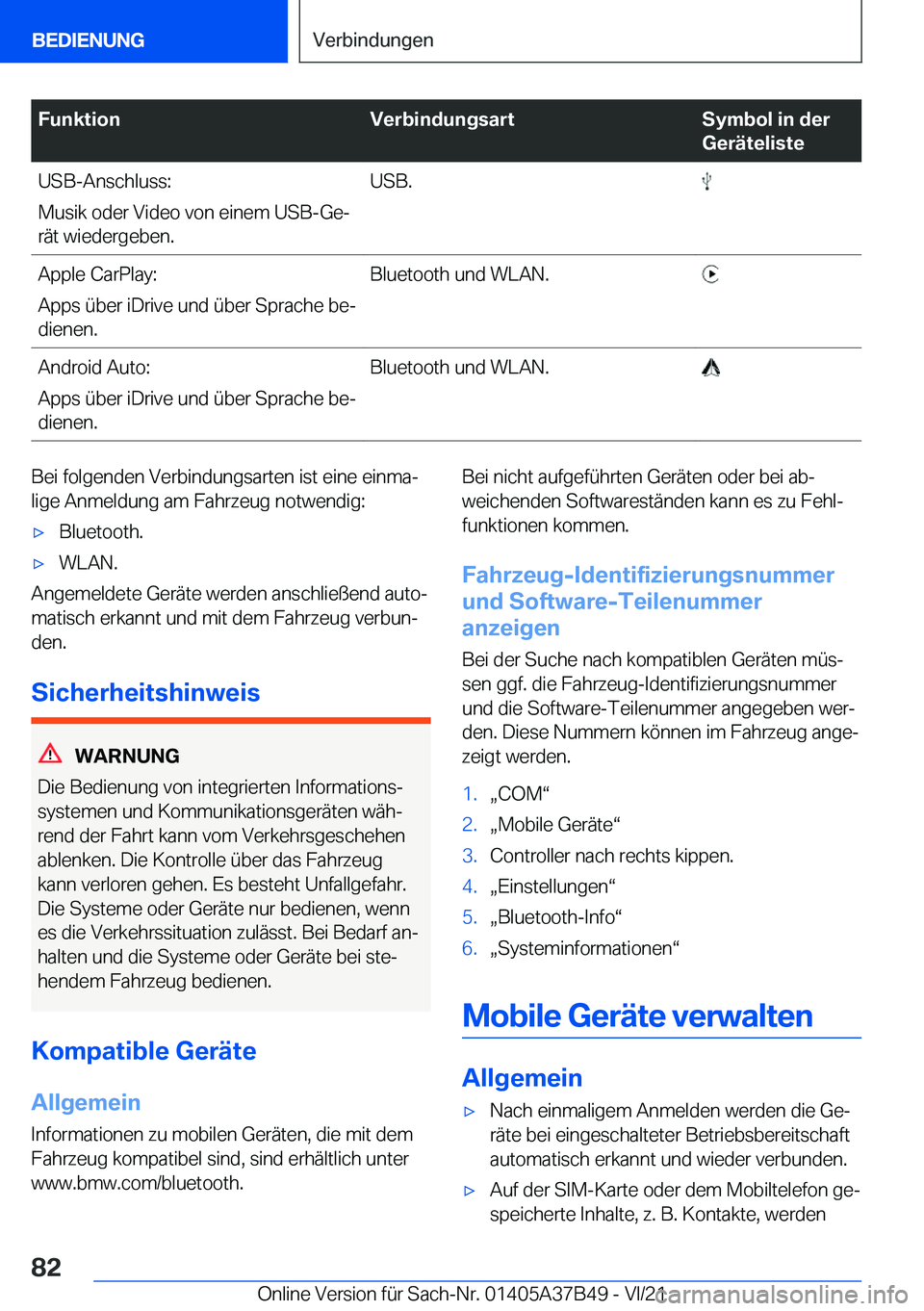 BMW M8 2022  Betriebsanleitungen (in German) �F�u�n�k�t�i�o�n�V�e�r�b�i�n�d�u�n�g�s�a�r�t�S�y�m�b�o�l��i�n��d�e�r
�G�e�r�
