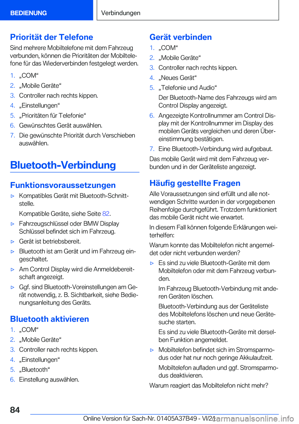 BMW M8 2022  Betriebsanleitungen (in German) �P�r�i�o�r�i�t�