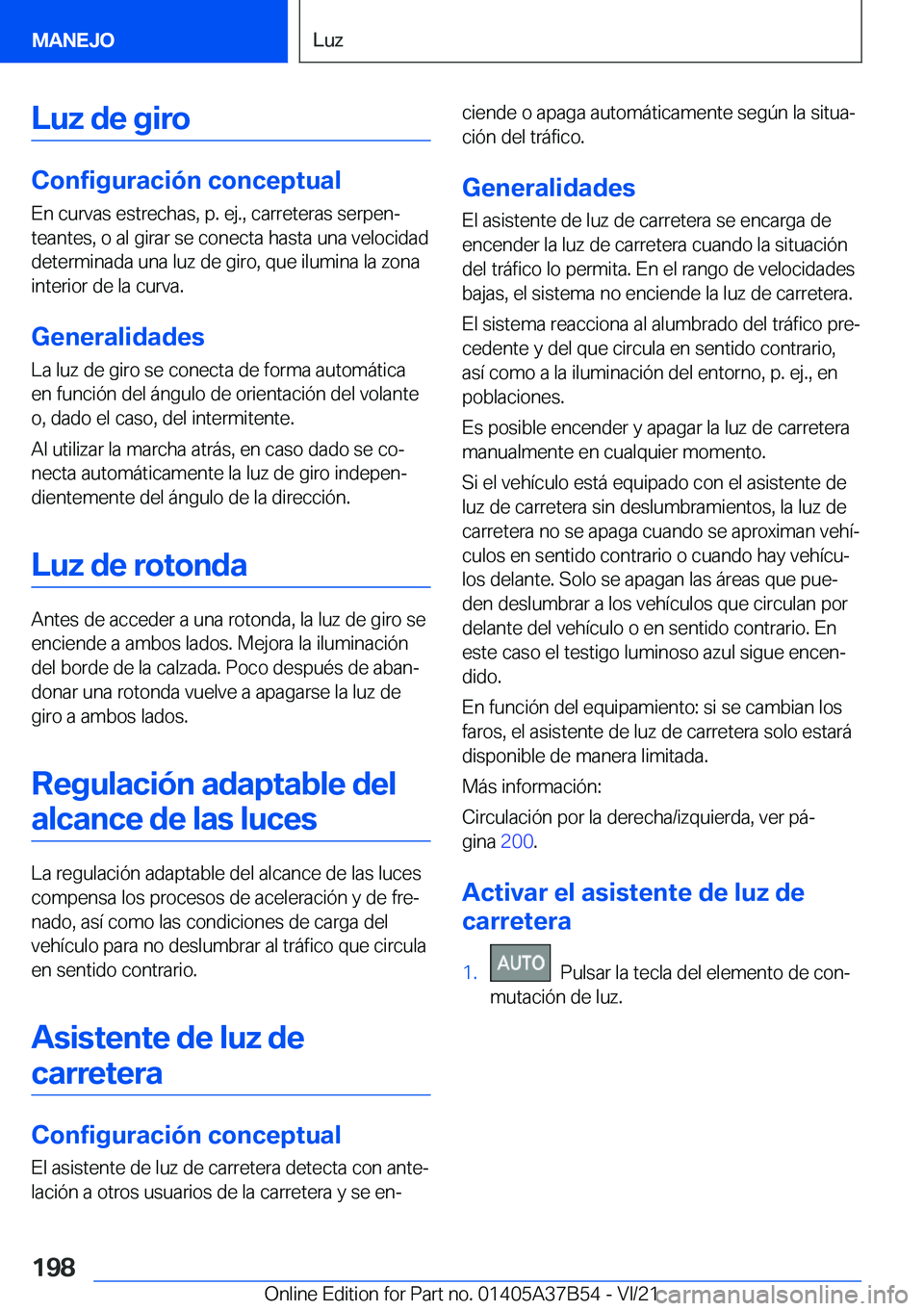 BMW M8 2022  Manuales de Empleo (in Spanish) �L�u�z��d�e��g�i�r�o
�C�o�n�f�i�g�u�r�a�c�i�