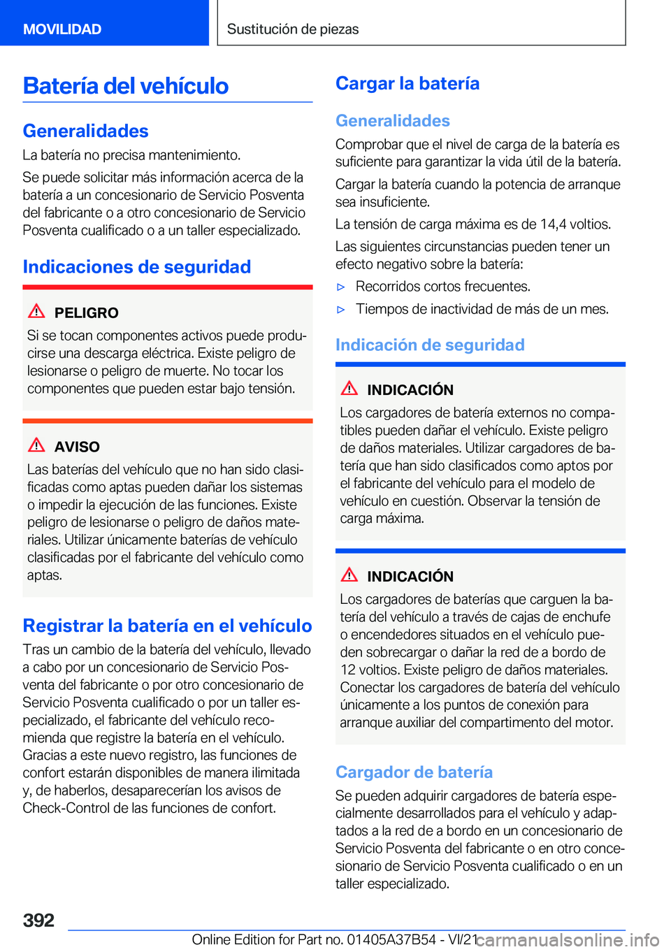 BMW M8 2022  Manuales de Empleo (in Spanish) �B�a�t�e�r�
