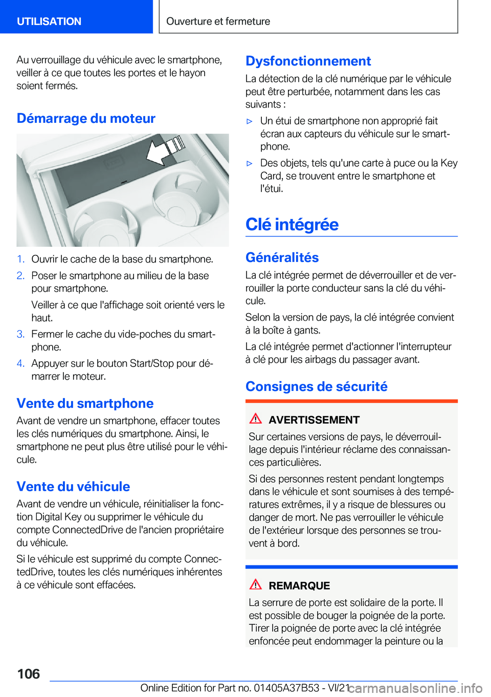 BMW M8 2022  Notices Demploi (in French) �A�u��v�e�r�r�o�u�i�l�l�a�g�e��d�u��v�é�h�i�c�u�l�e��a�v�e�c��l�e��s�m�a�r�t�p�h�o�n�e�,�v�e�i�l�l�e�r��