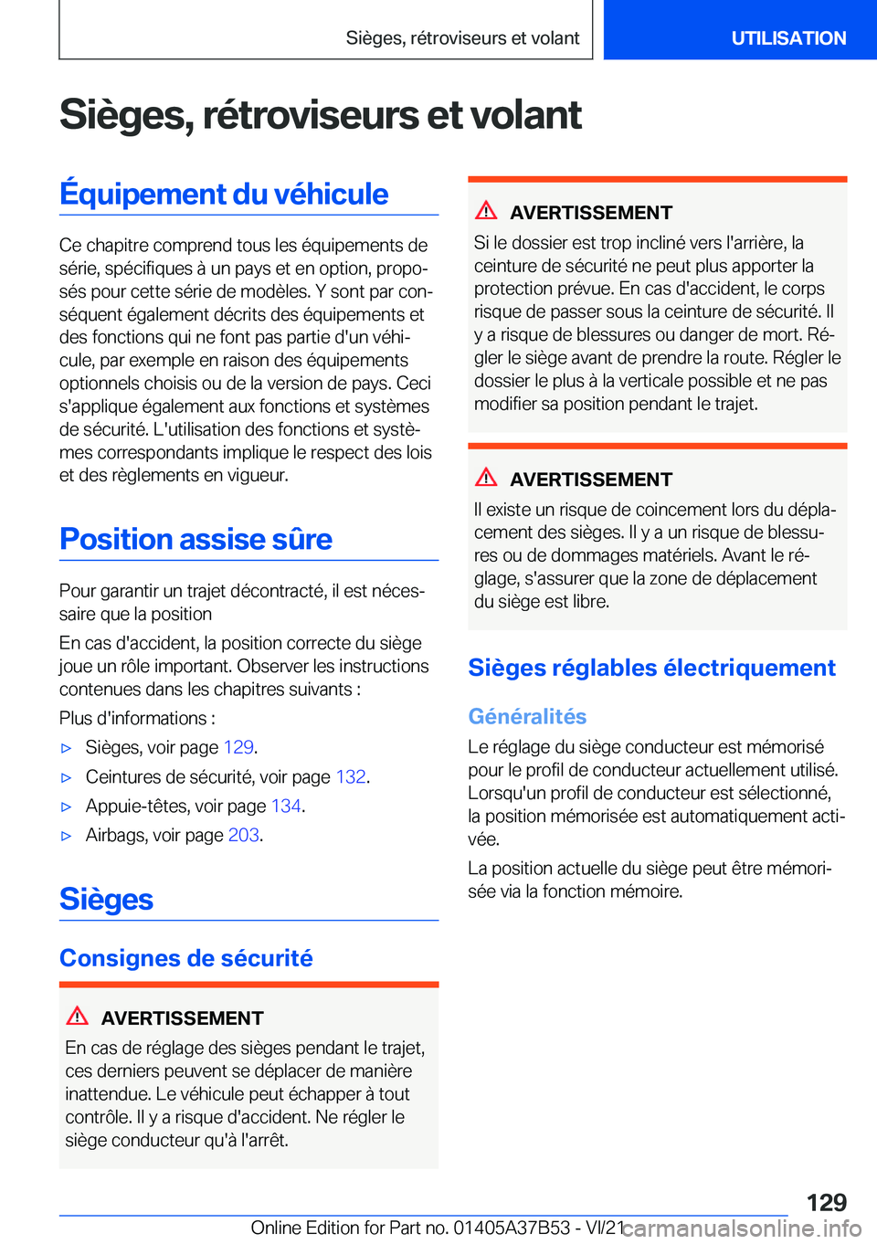 BMW M8 2022  Notices Demploi (in French) �S�i�è�g�e�s�,��r�é�t�r�o�v�i�s�e�u�r�s��e�t��v�o�l�a�n�t�