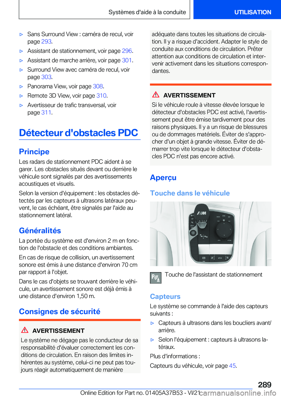 BMW M8 2022  Notices Demploi (in French) 'x�S�a�n�s��S�u�r�r�o�u�n�d��V�i�e�w��:��c�a�m�é�r�a��d�e��r�e�c�u�l�,��v�o�i�r
�p�a�g�e� �2�9�3�.'x�A�s�s�i�s�t�a�n�t��d�e��s�t�a�t�i�o�n�n�e�m�e�n�t�,��v�o�i�r��p�a�g�e� �2�9�6