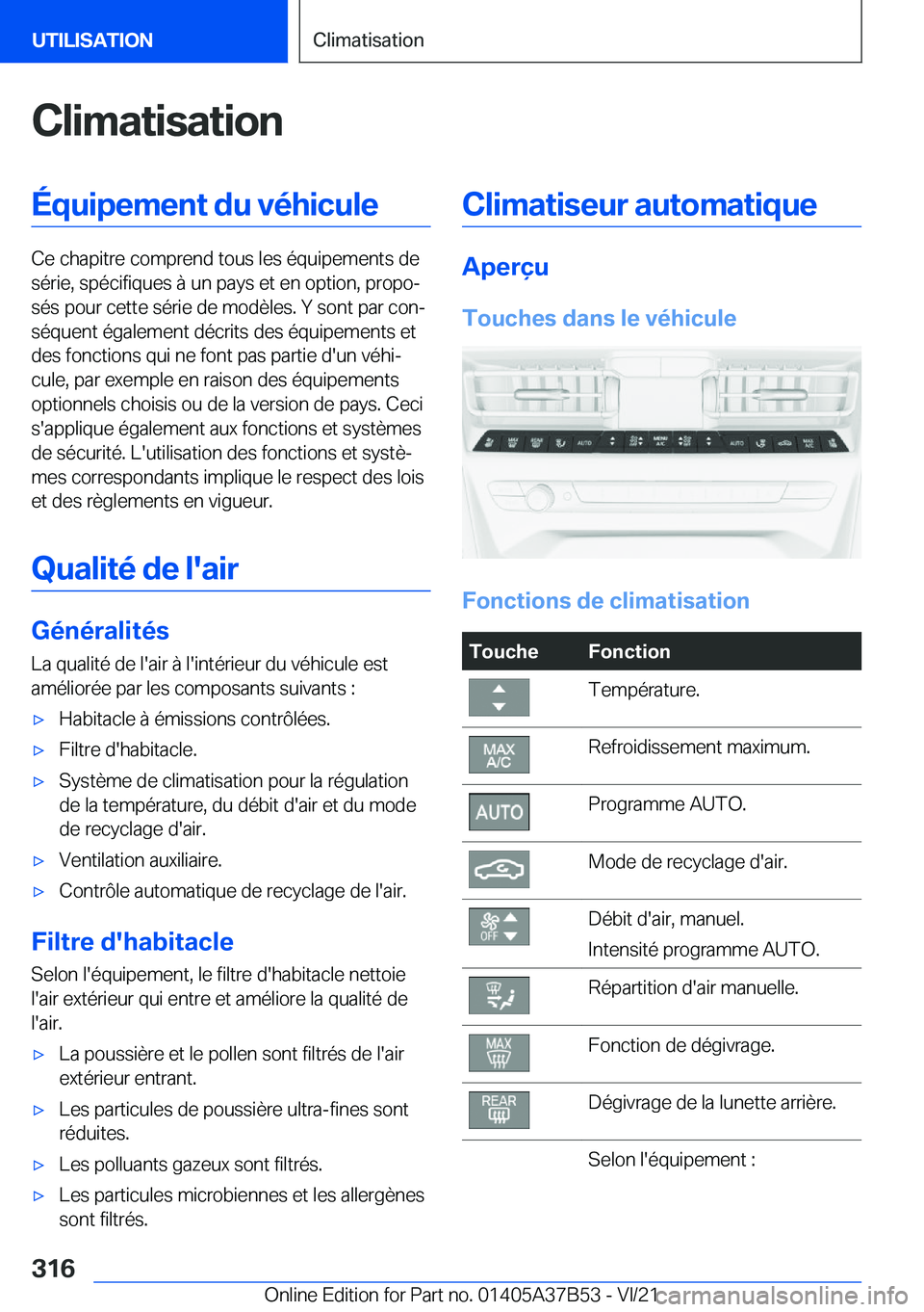 BMW M8 2022  Notices Demploi (in French) �C�l�i�m�a�t�i�s�a�t�i�o�n�