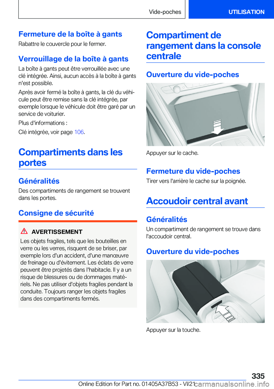 BMW M8 2022  Notices Demploi (in French) �F�e�r�m�e�t�u�r�e��d�e��l�a��b�o�