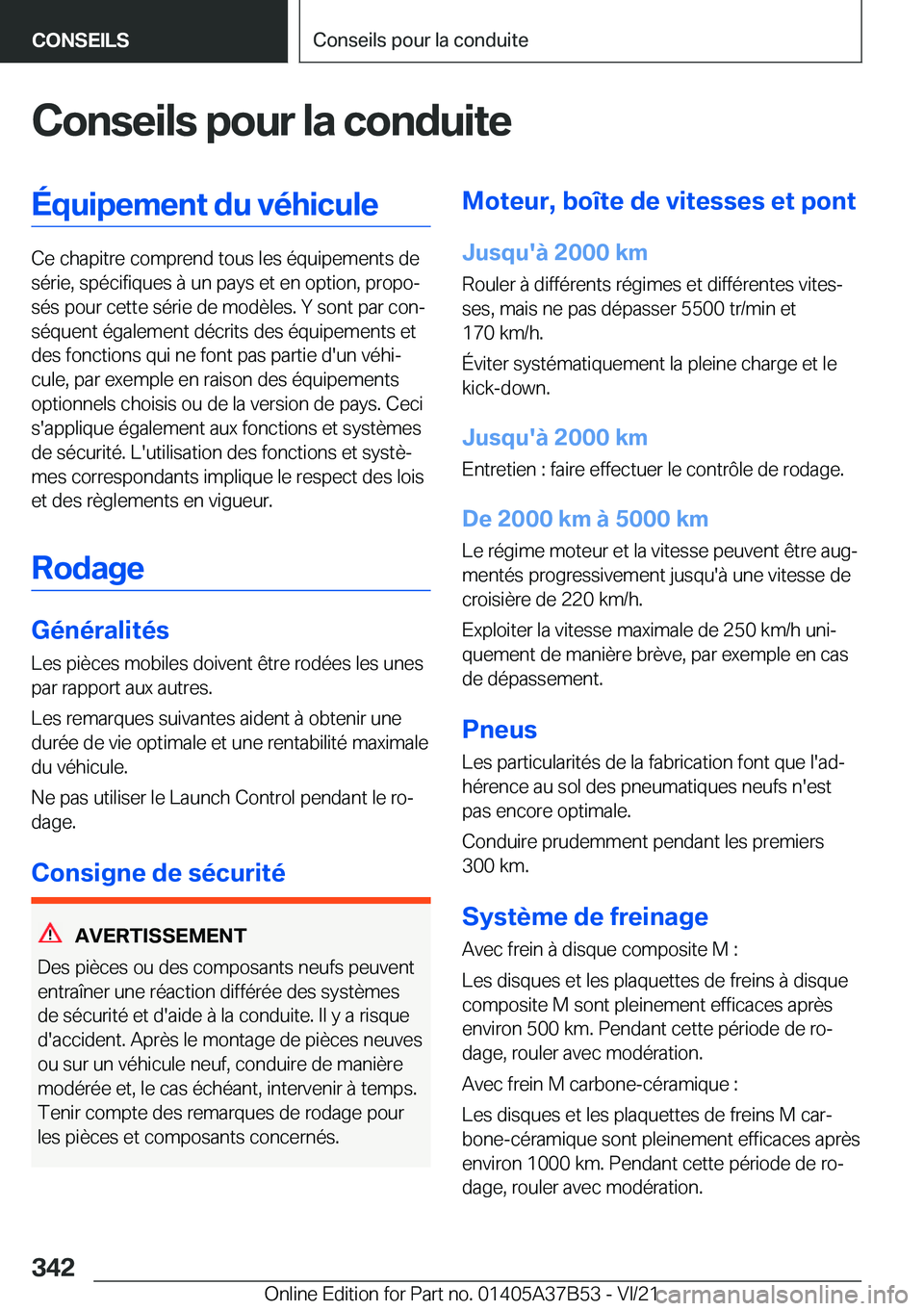 BMW M8 2022  Notices Demploi (in French) �C�o�n�s�e�i�l�s��p�o�u�r��l�a��c�o�n�d�u�i�t�e�