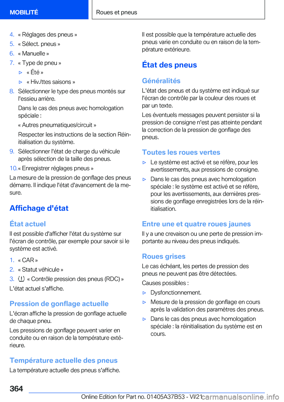 BMW M8 2022  Notices Demploi (in French) �4�.�k��R�é�g�l�a�g�e�s��d�e�s��p�n�e�u�s��{�5�.�k��S�é�l�e�c�t�.��p�n�e�u�s��{�6�.�k��M�a�n�u�e�l�l�e��{�7�.�k��T�y�p�e��d�e��p�n�e�u��{'x�k��É�t�é��{'x�k��H�i�v�.�/�t�t�e