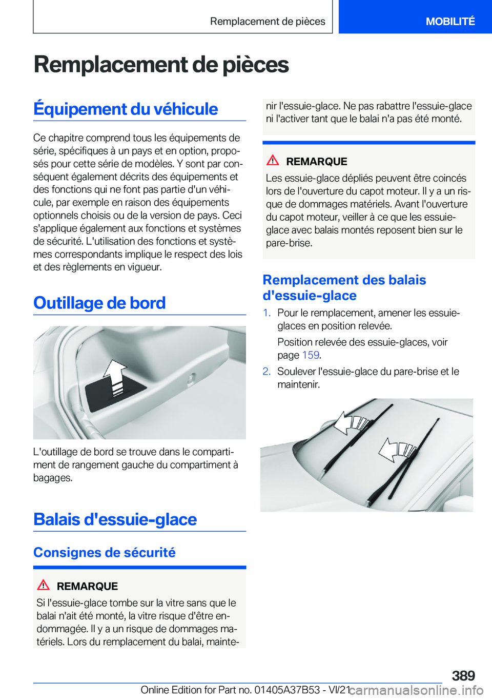 BMW M8 2022  Notices Demploi (in French) �R�e�m�p�l�a�c�e�m�e�n�t��d�e��p�i�è�c�e�s�